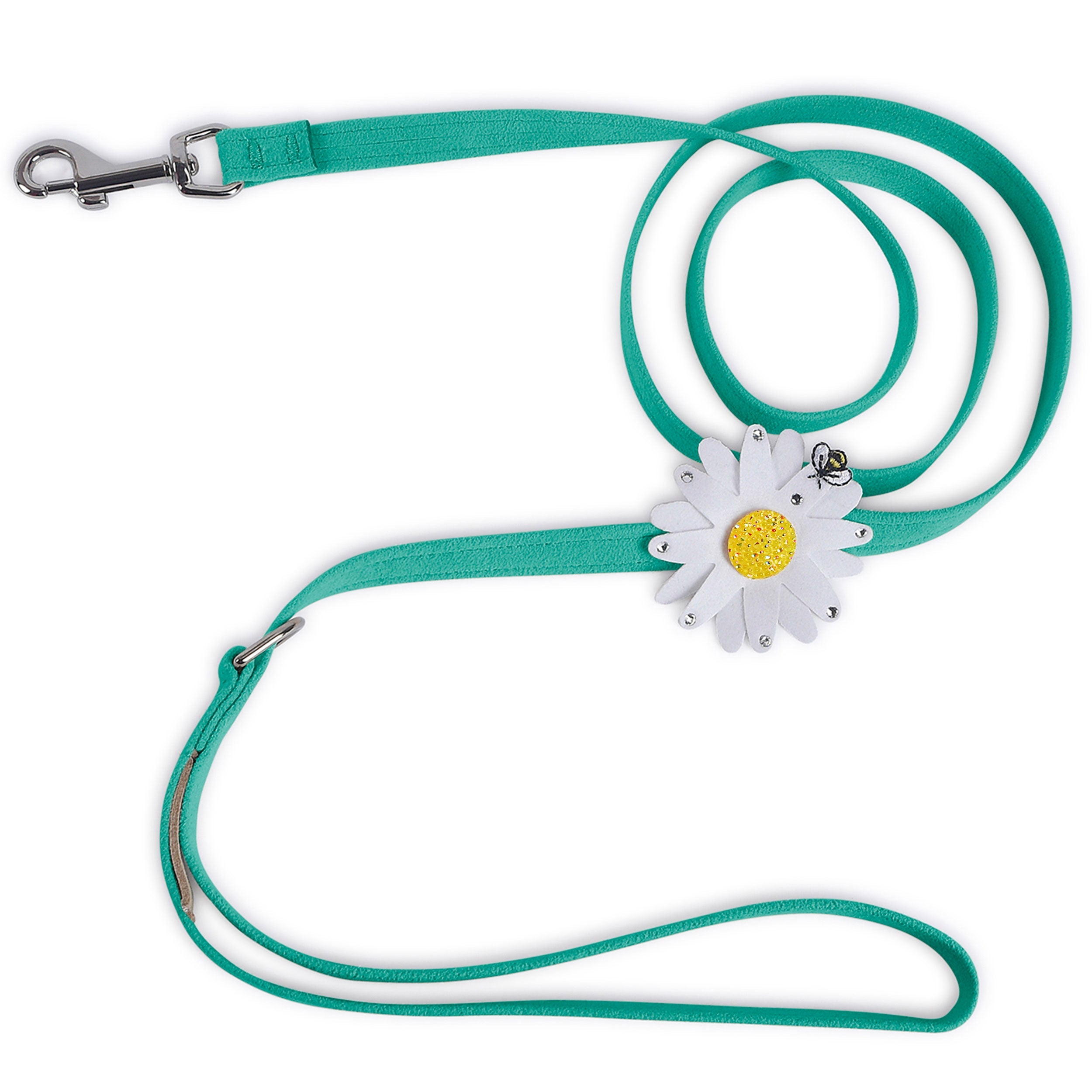 Large Daisy Dog Leash with Sparkling AB Crystal Stellar Center - Durable & Stylish Pet Accessory for Walks, Training, and Outdoor Adventures