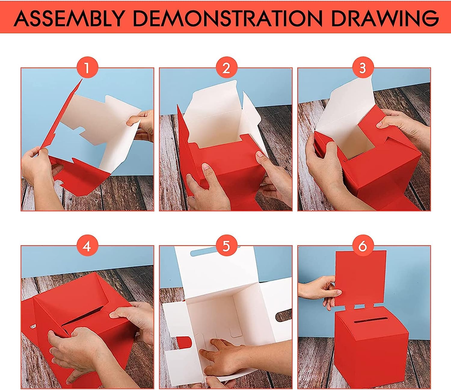 24-Pack 6x6x6 Inch Cardboard Ballot Box with Slot - Raffle, Donation, Voting & Business Card Collection Box for Fundraising, Contests & Events (6 Colors) - Perfect for Charity Drives, School Elections & Office Voting