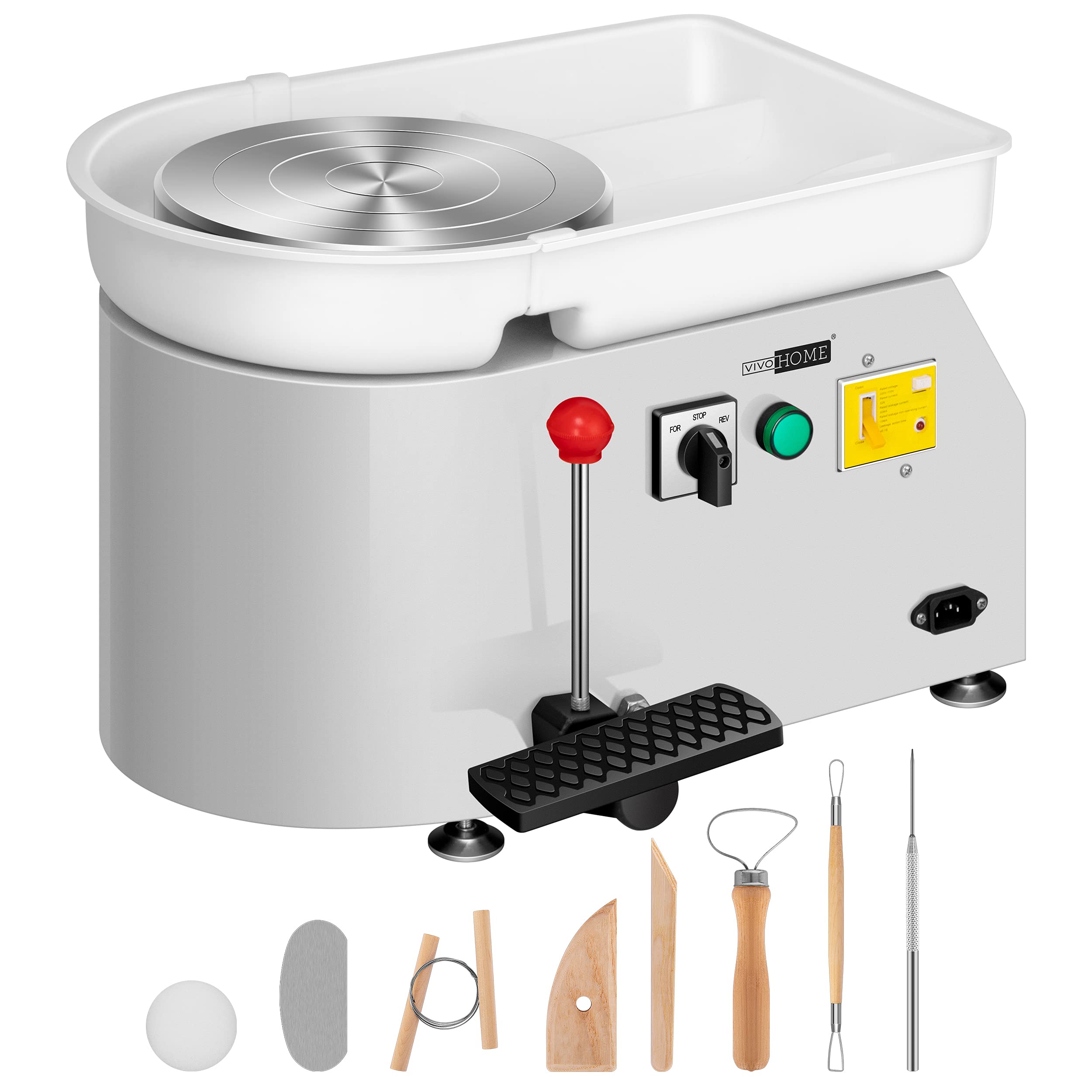 VIVOHOME 25CM 350W Electric Pottery Wheel with Foot Pedal & Detachable Basin - DIY Clay Tool for Ceramic Art, Sculpting, and Crafting - Perfect for Beginners, Artists & Classroom Use (Gray)