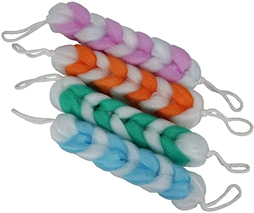 KIRA Extra Long Stretch Back Scrubber with Rope Handles - Exfoliating Mesh Bath & Shower Sponge for Deep Cleansing - Braided Loofah Scrubber for Men & Women (Green) - Perfect for Hard-to-Reach Areas & Sensitive Skin