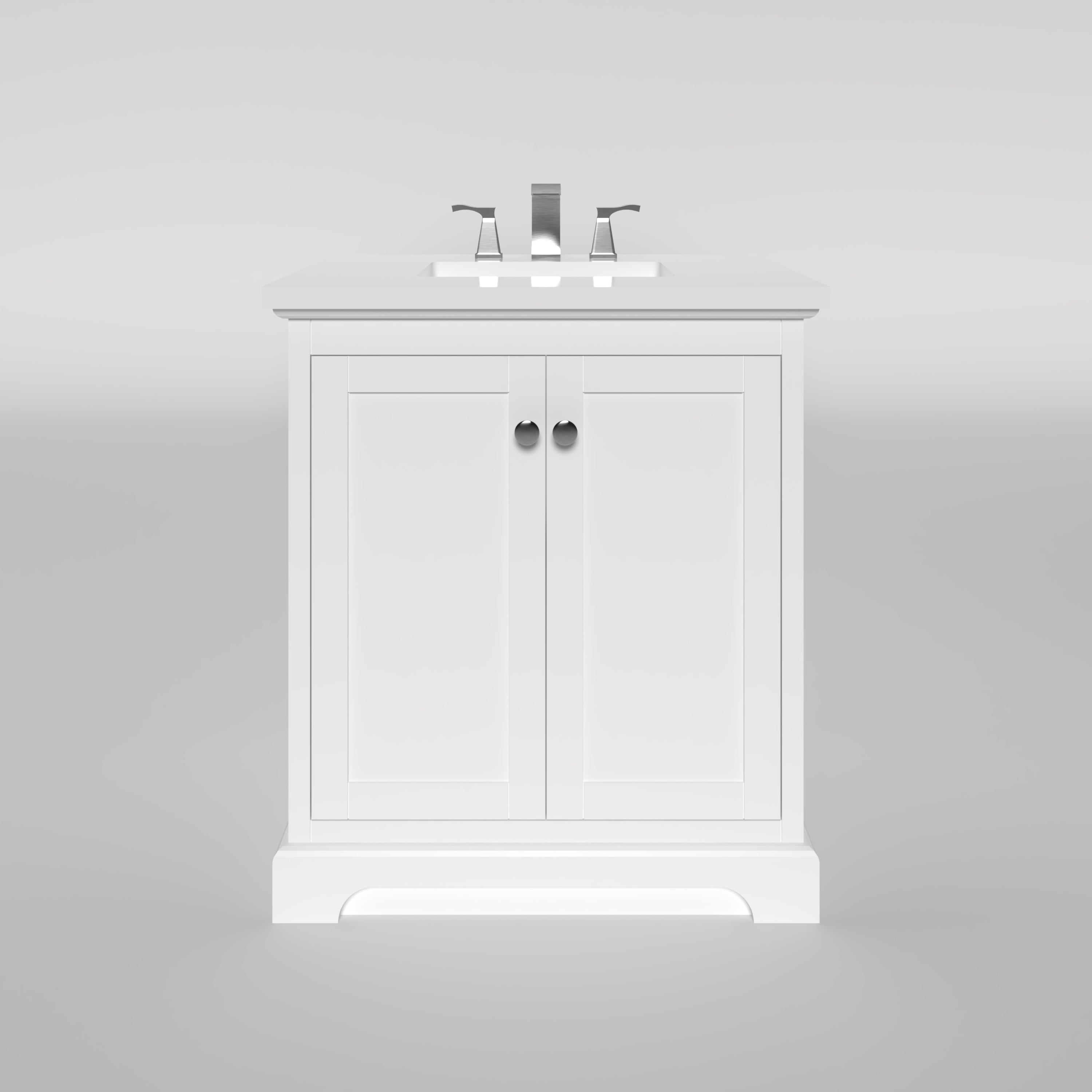 29.5 Inch White Bathroom Vanity Cabinet - Marietta Modern Single Sink Storage for Small Bathrooms & Powder Rooms
