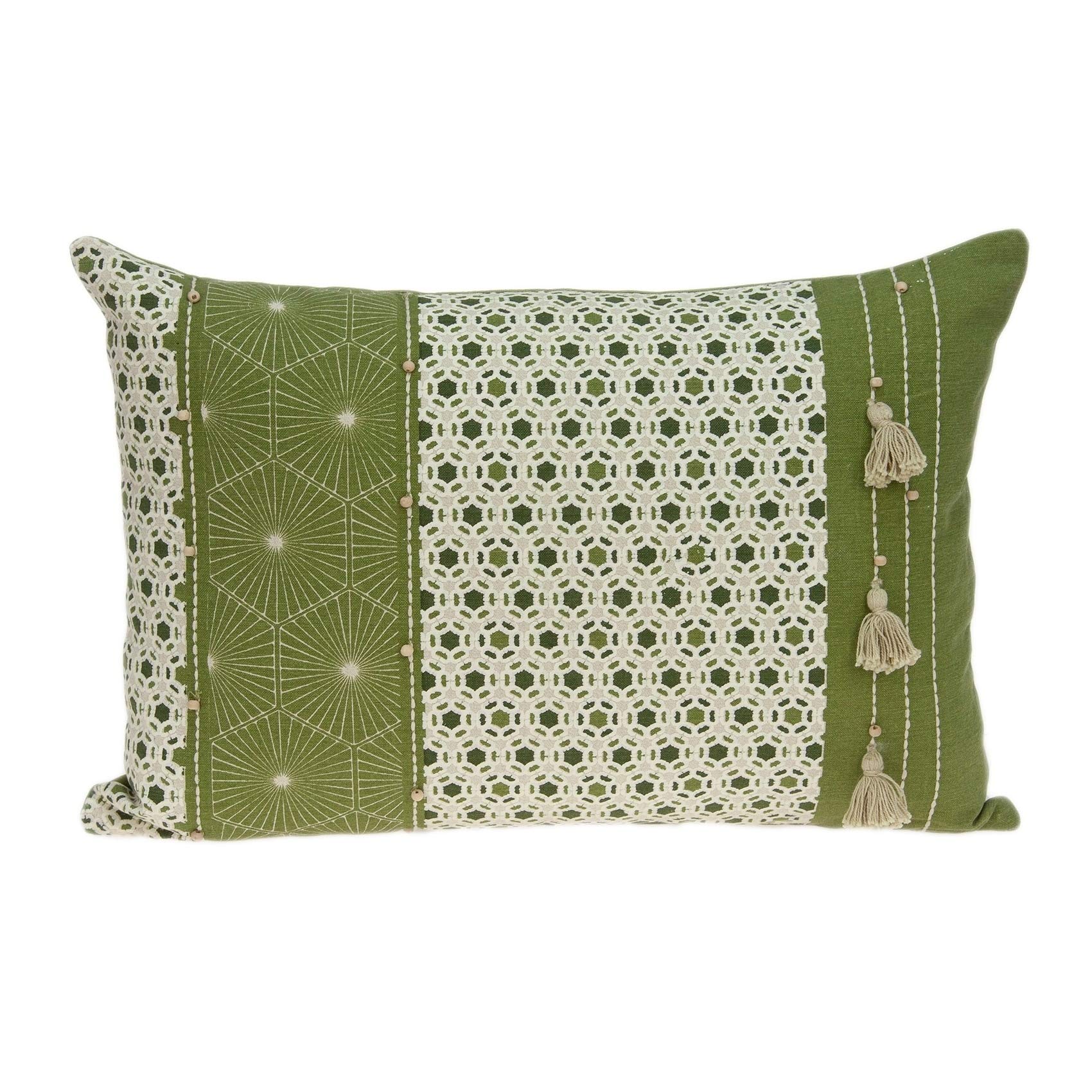Tropical Green Pillow Cover with Down Insert - Soft Cotton Decorative Throw Pillow Case for Sofa, Bed, Living Room & Home Decor