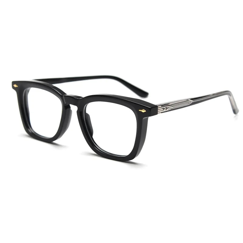 Stylish Black Unisex Acetate Square Eyeglasses Frame 98624 - Perfect for Work, Reading & Fashion Accessories