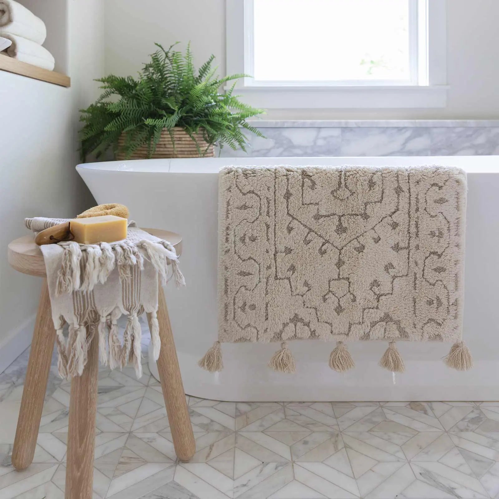 Soft & Absorbent Bath Mat - Arden Non-Slip Bathroom Rug for Shower & Tub - Quick Dry Memory Foam Floor Mat for Bathroom Safety & Comfort