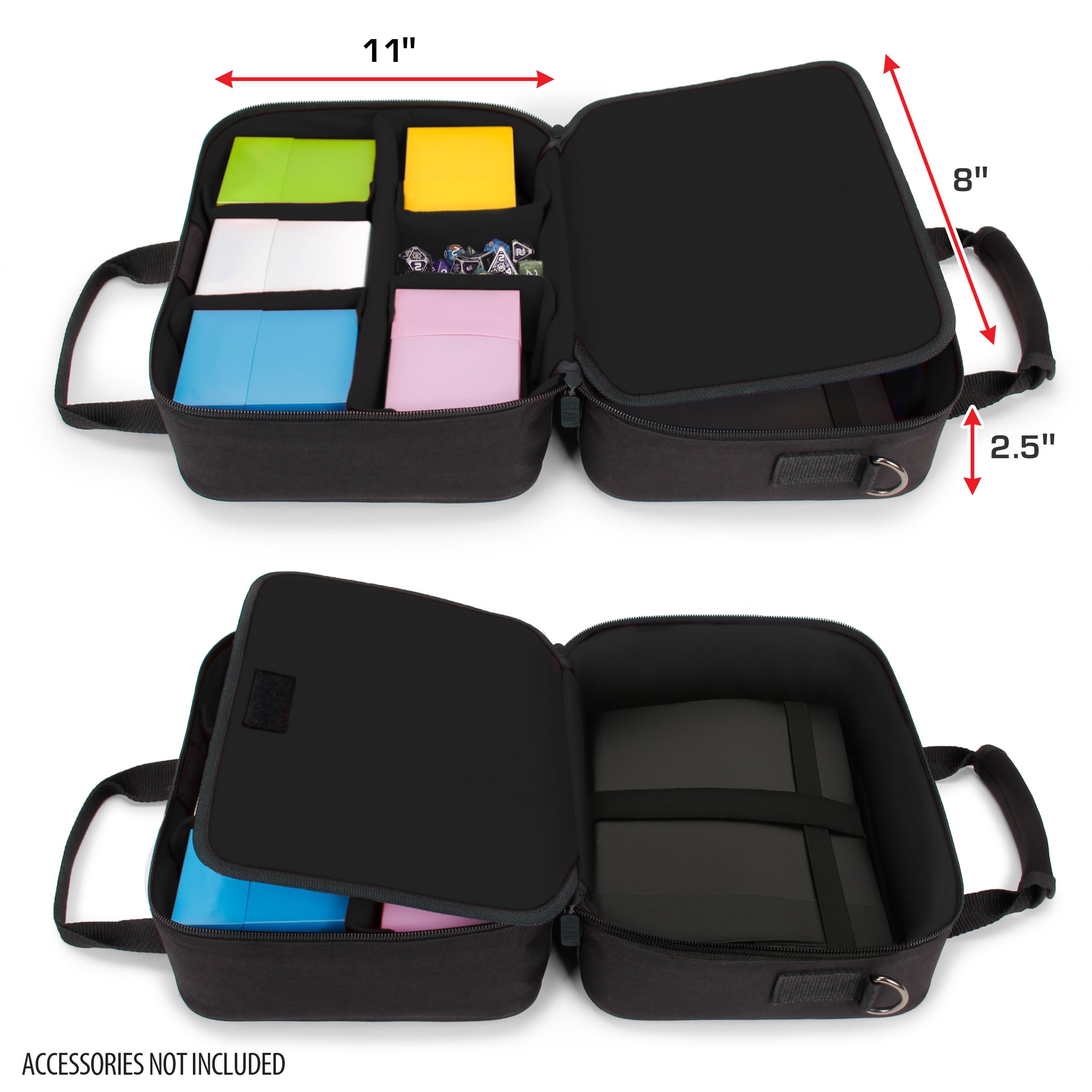 Premium USA Gear Card Deck Storage Bag - Waterproof & Durable TCG/CCG Card Protector with Adjustable Shoulder Strap - Customizable Interior for Magic, Pokémon & Yu-Gi-Oh Cards - Perfect for Travel, Tournaments & Collectors (Black)