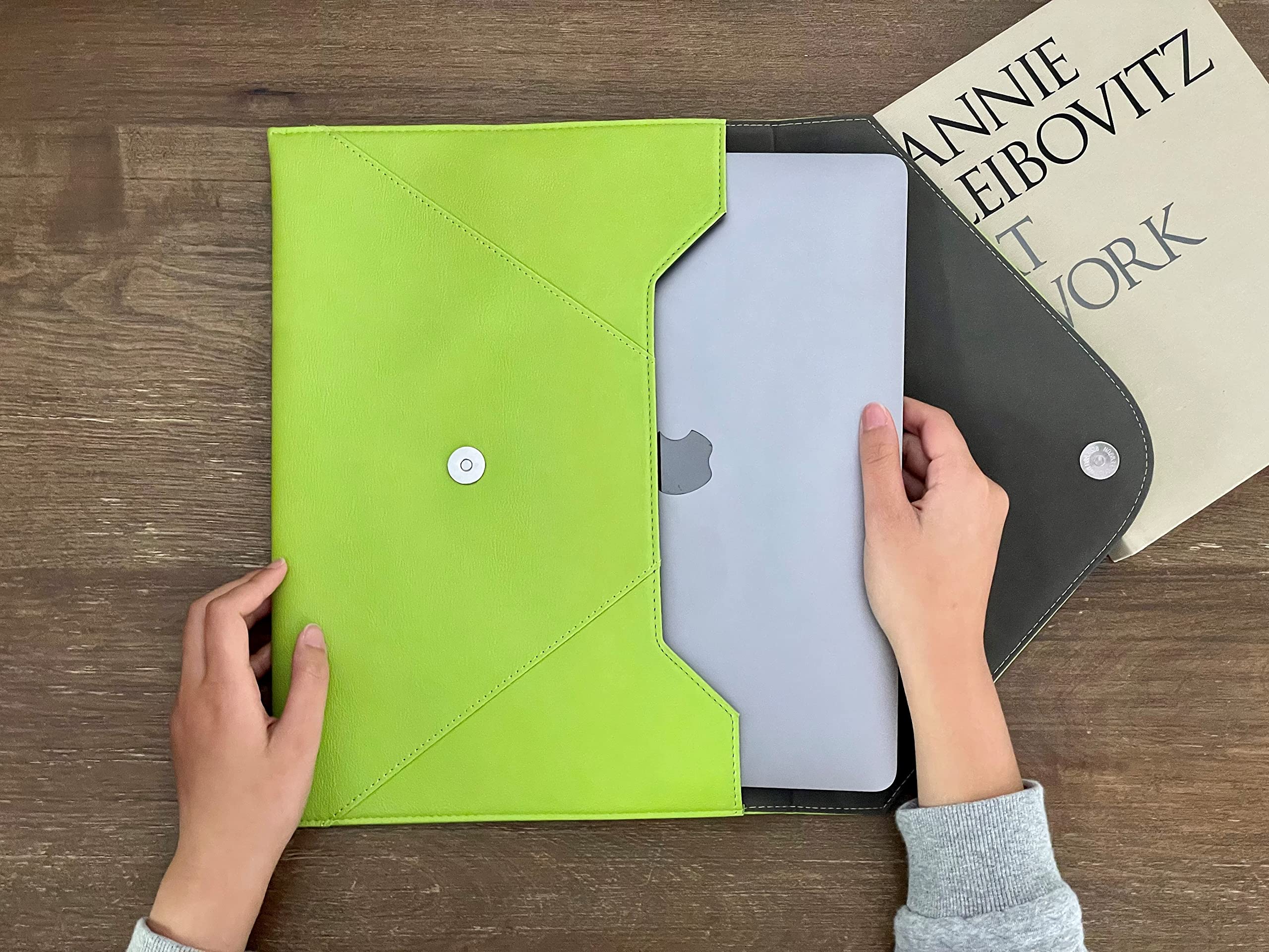 Premium 14-inch Laptop Sleeve for MacBook, Chromebook & Inspiron 5 - Shockproof Case with Pen Holder & Pocket - Perfect Birthday Gift for Women & New Job Gifts (Lime Green) - Ideal for Work, Travel & School Protection