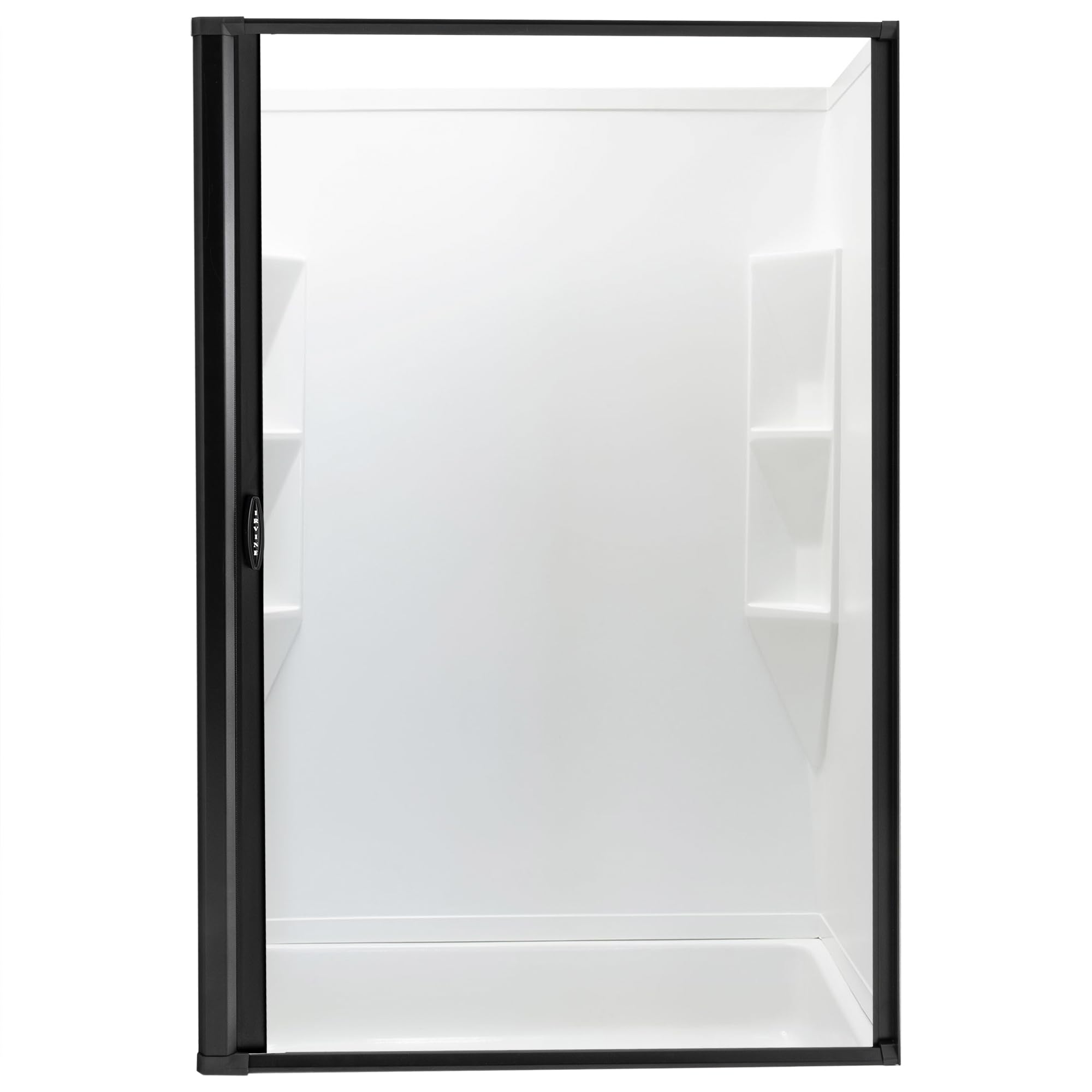 RecPro RV Retractable Rolling Shower Door Replacement - Woven Mesh with Vinyl (Black, 36
