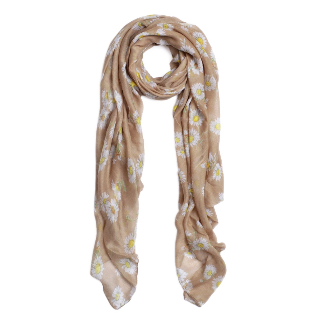 Premium Daisy Floral Fashion Scarf Wrap - Soft Lightweight Womens Shawl for Spring Summer Outfits, Church, Weddings & Special Occasions