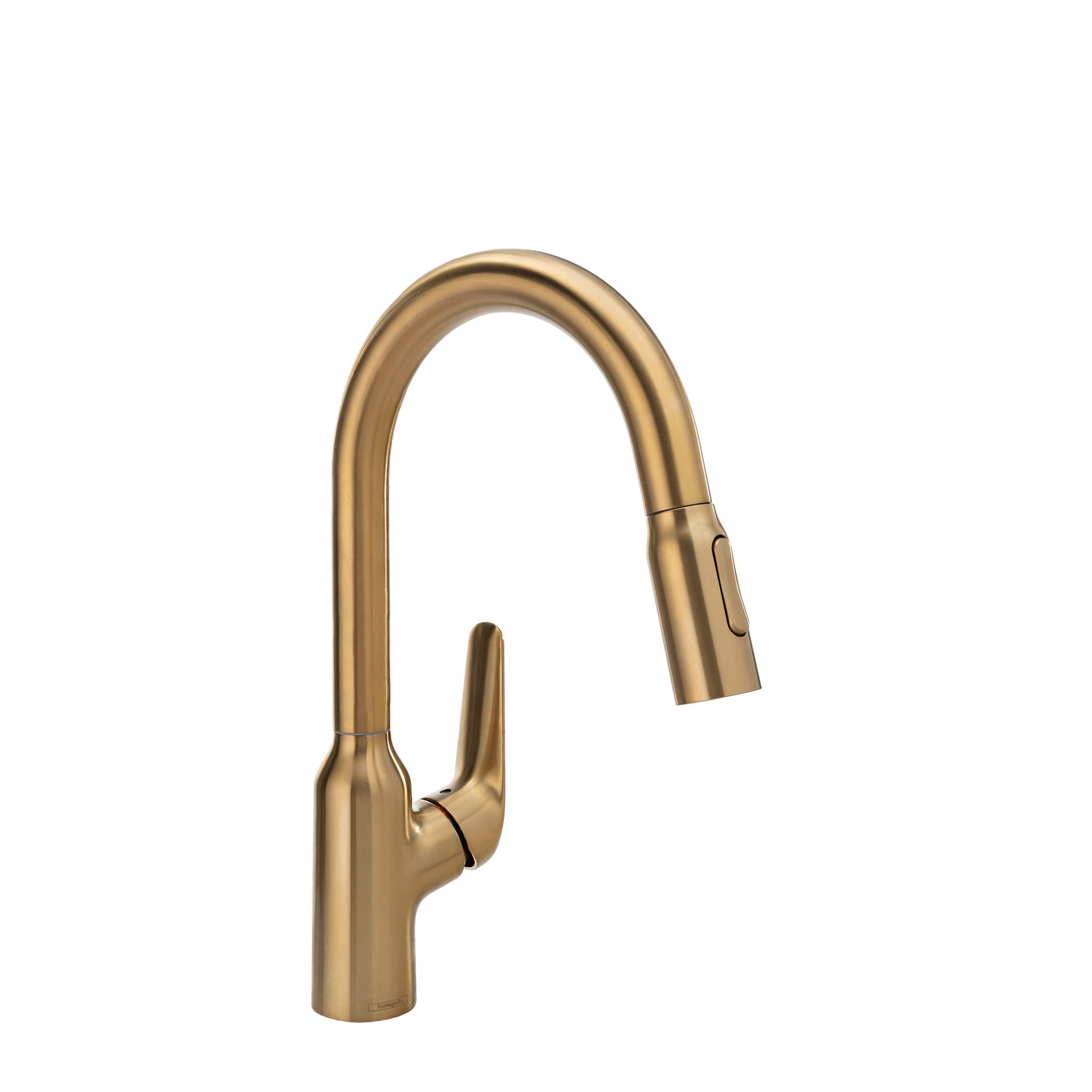 Hansgrohe Focus N Gold Bar Kitchen Faucet with Pull Down Sprayer - Brushed Gold Finish (Model 71801251) - Perfect for Modern Kitchens, Bar Sinks & Food Prep Stations