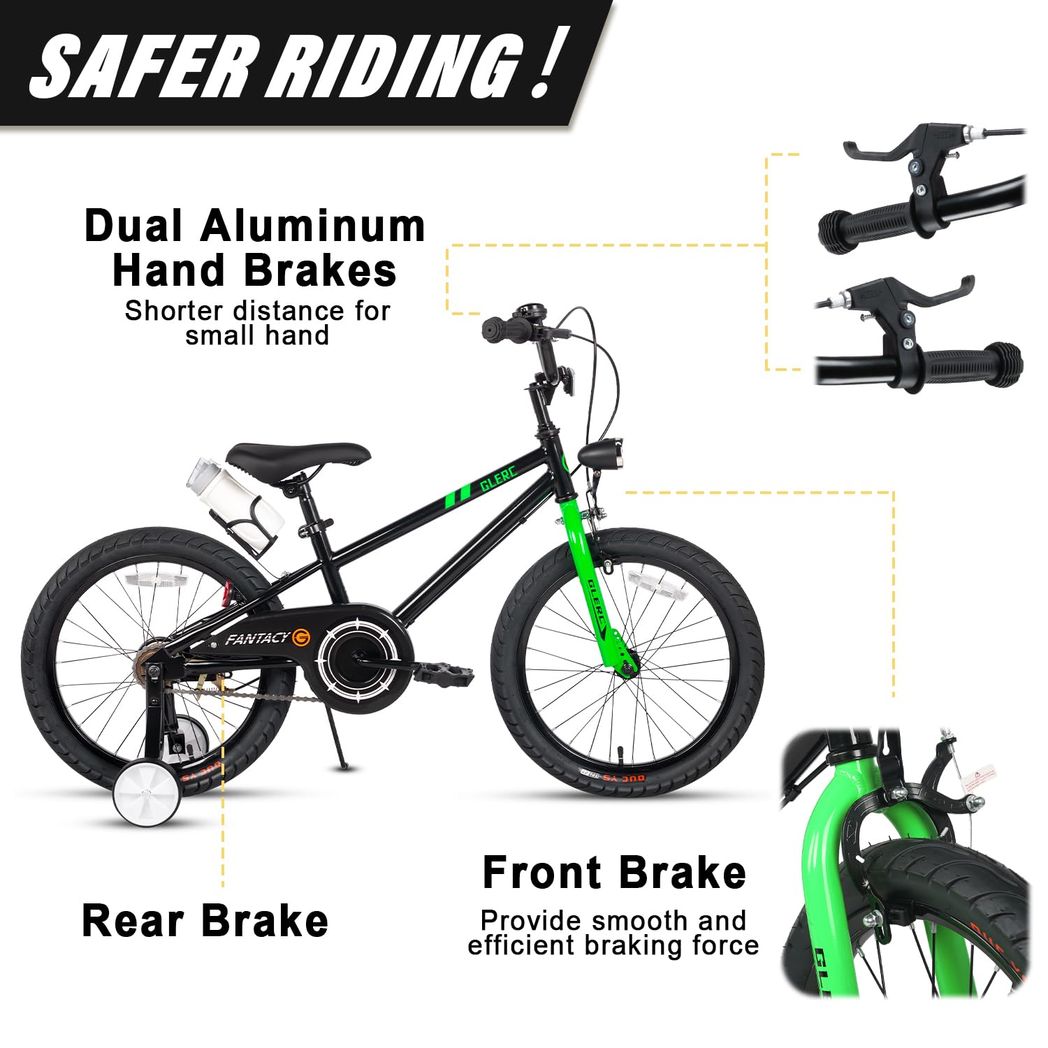 Fantasy 12 14 16 18 20 Inch Kids Bicycle for Boys & Girls Ages 2-14 Years - Adjustable Training Wheels, Water Bottle Holder & LED Headlight - Multiple Color Options - Perfect for Neighborhood Rides, Park Adventures & Learning to Bike