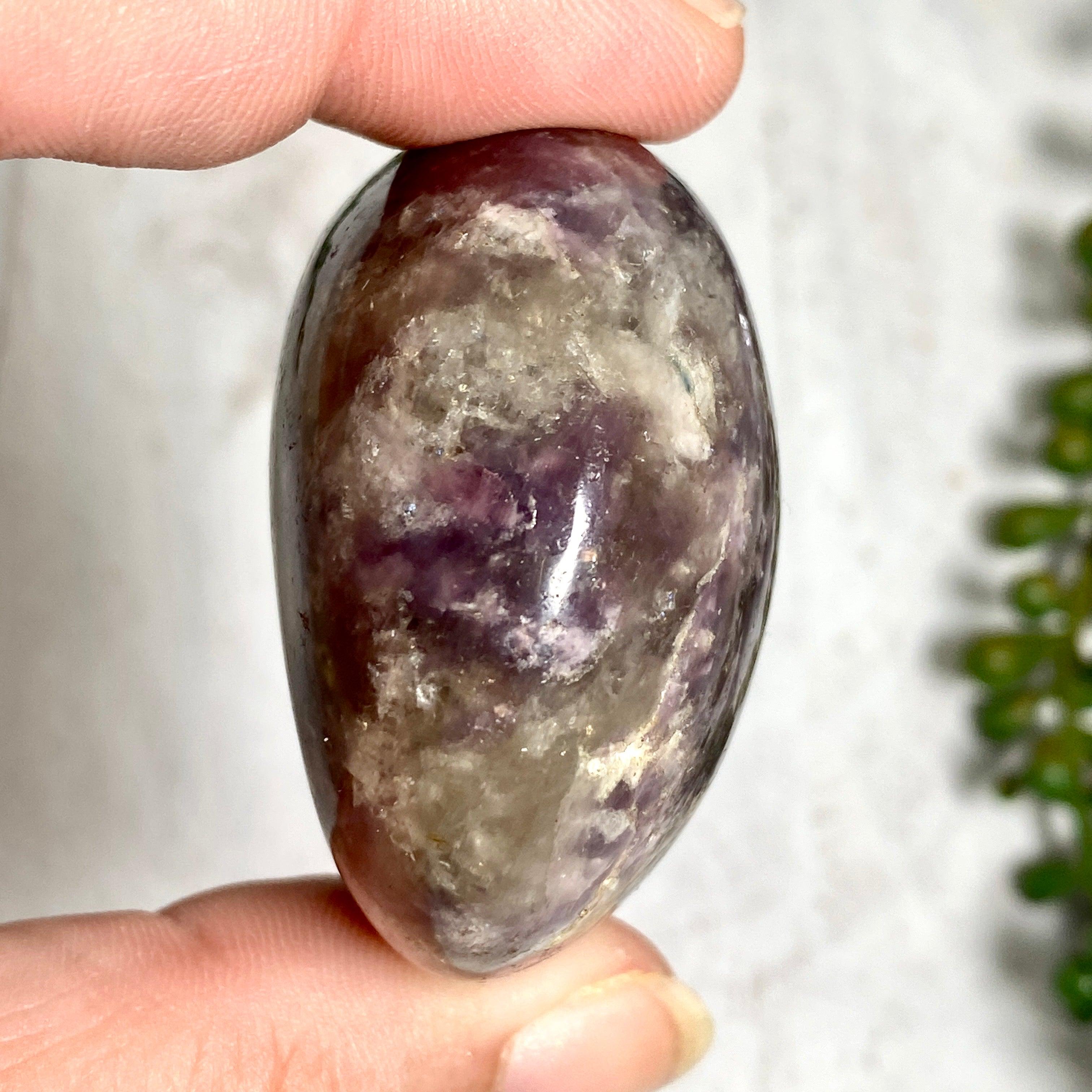 Natural Smokey Lepidolite Palm Stones - Healing Crystals for Stress Relief & Emotional Balance | Perfect for Meditation, Reiki, and Home Decor