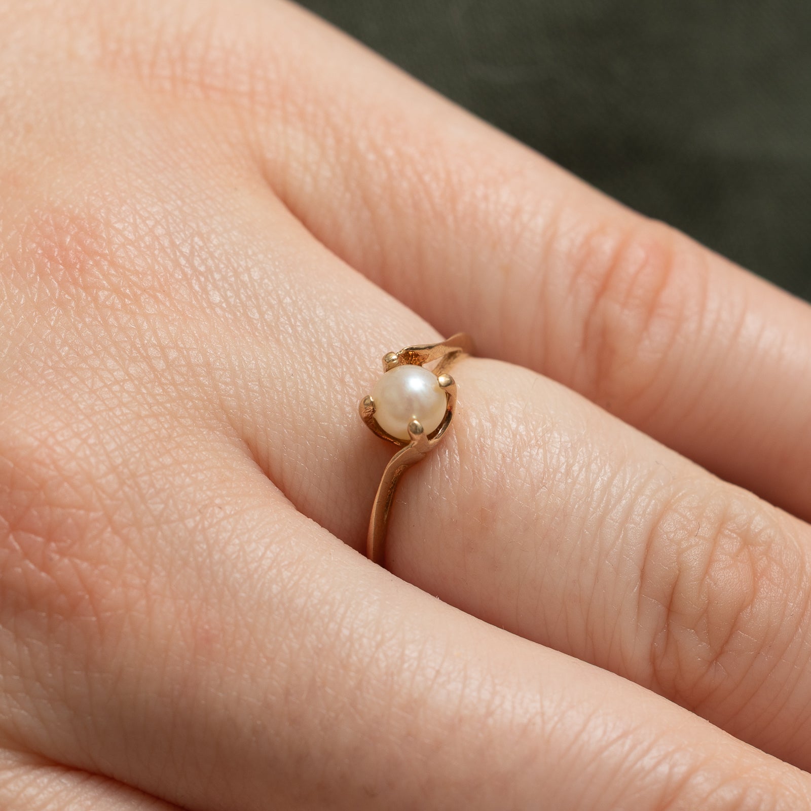 Solitaire Pearl Bypass Ring - 14K Gold Plated Elegant Bridal Jewelry for Women, Size 4 | Perfect for Engagement, Wedding, Anniversary & Special Occasion Gifts