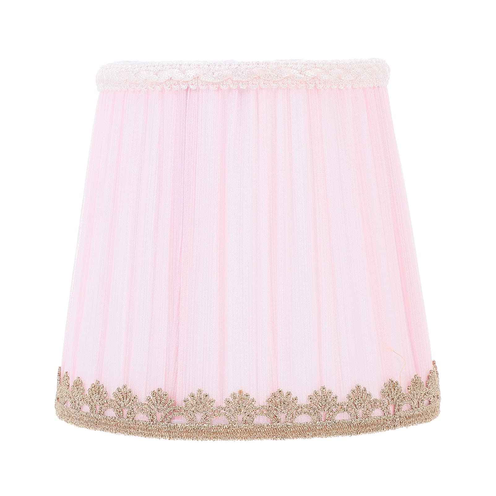 OSALADI Pink Pleated Fabric Lampshade - Clip On E14 Bulb Cover for Chandelier, Desk & Table Lamps | Vintage European Style Home Decor Lighting Accessory for Bedroom, Living Room & Office
