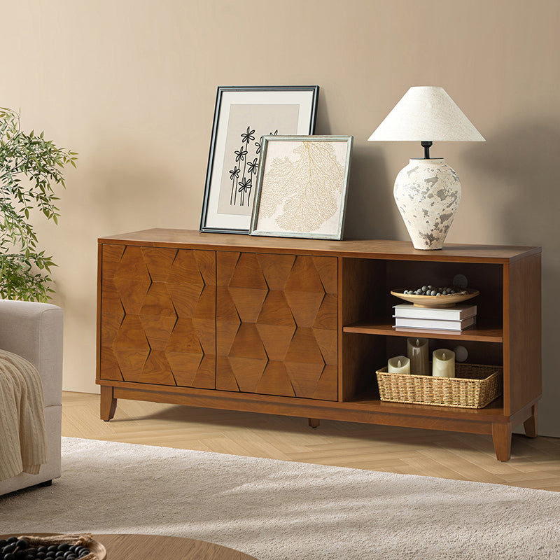 Samuel Open Storage Shelf TV Stand with Cable Management Holes - Modern Entertainment Center for Living Room, Bedroom & Home Office Organization