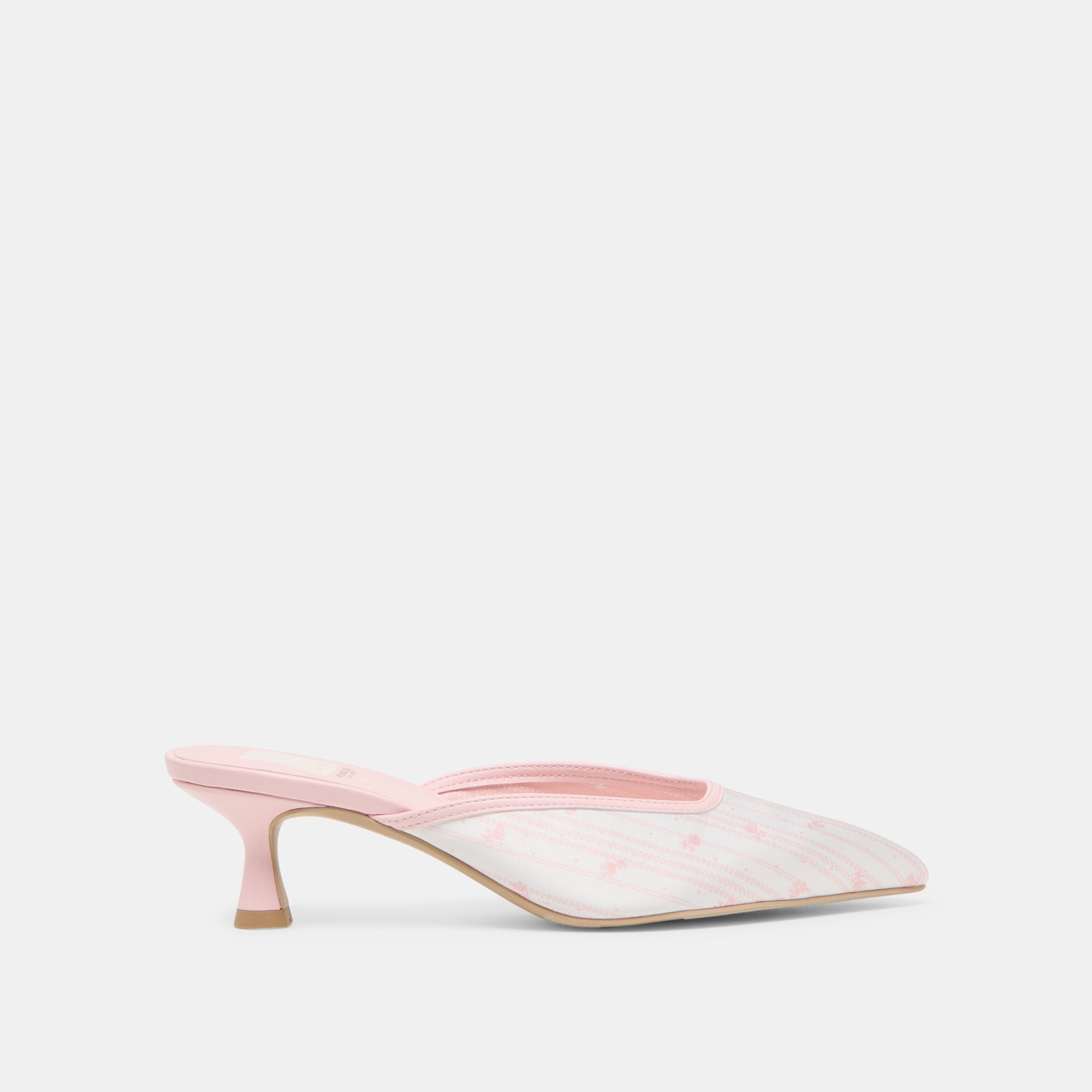 Cleo x Byrdie Golf Wide Heels - Pink Floral Satin Women's Dress Shoes for Weddings, Parties & Special Occasions