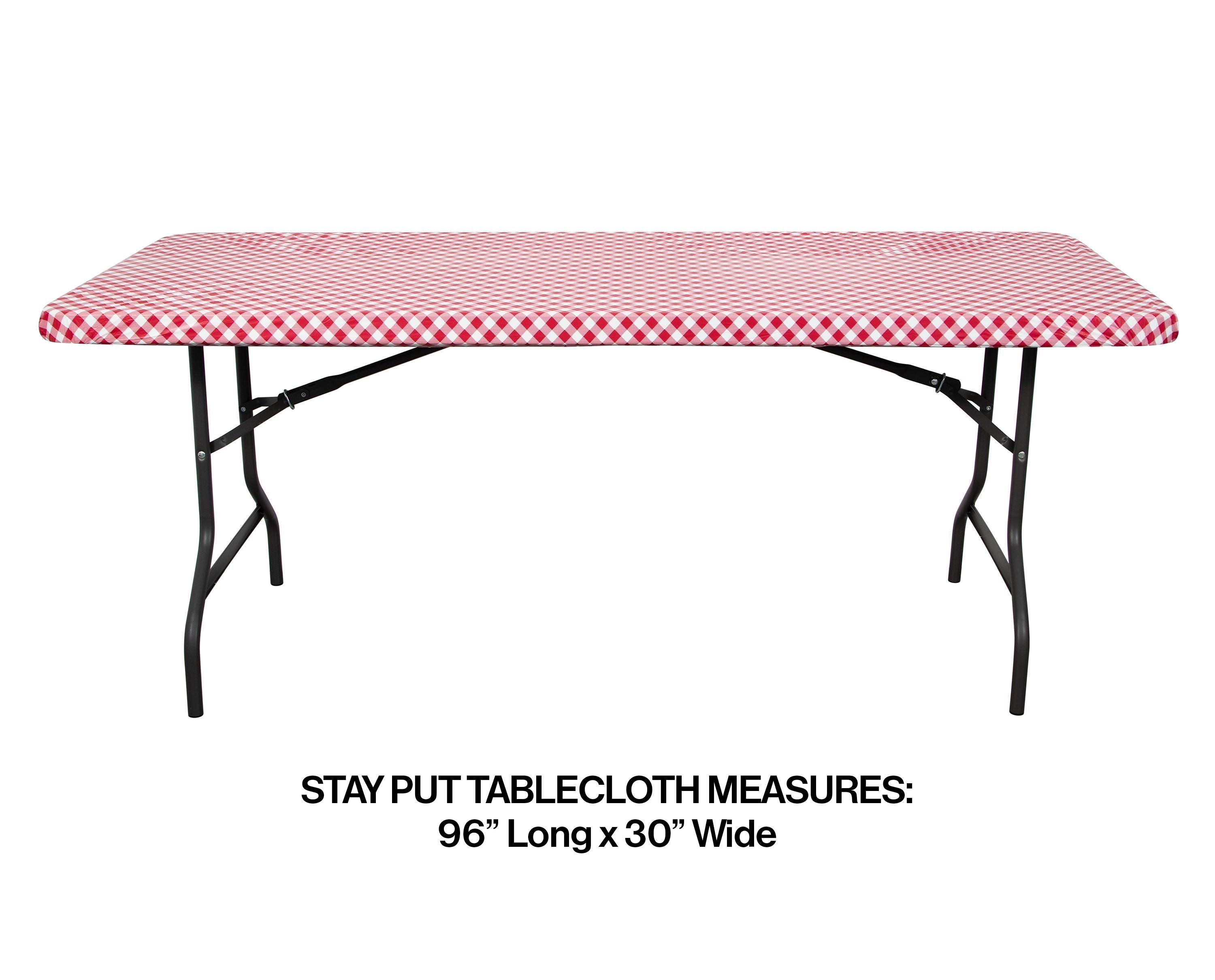 12-Piece Bulk Red and White Gingham Plastic Table Covers (30