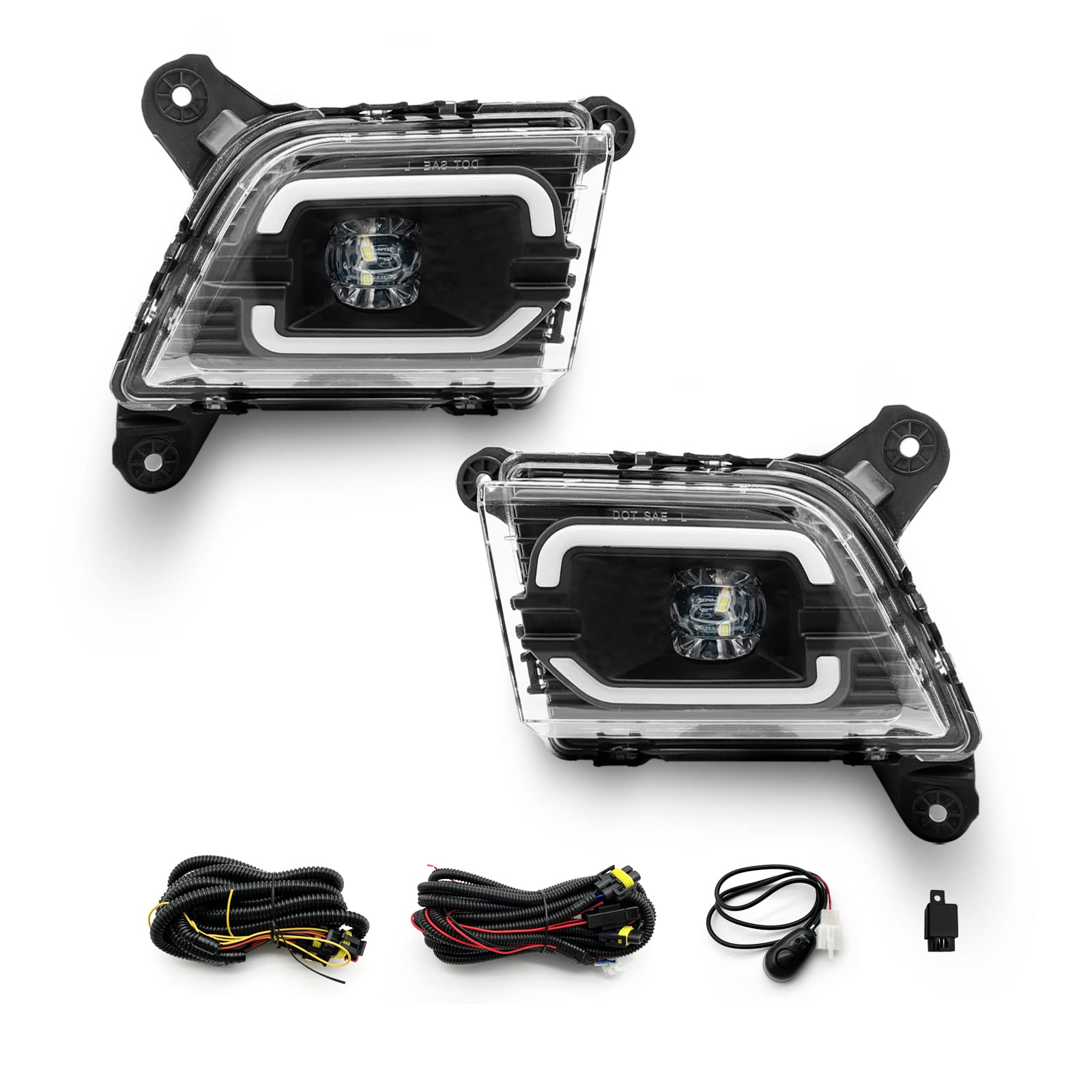 LED DRL Fog Lights for 2020-2023 Chevy Silverado 1500/2500HD/3500HD | Front Bumper Driving Lights with Switch & Wiring Kit | Off-Road & Night Driving Enhancement