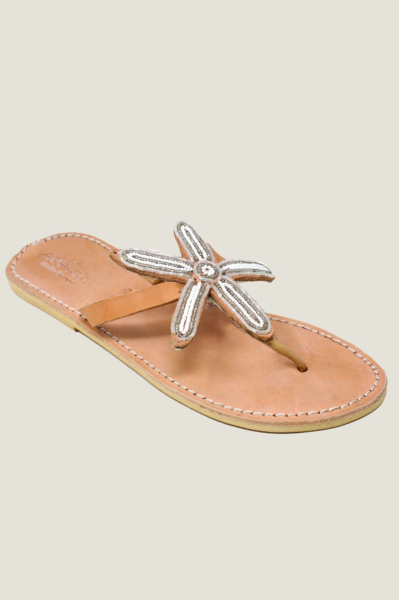 Flower Star Sandals for Women - Comfortable Summer Beach Sandals with Rhinestones | White & Silver Glitter | Perfect for Vacation, Pool Party, and Casual Outings