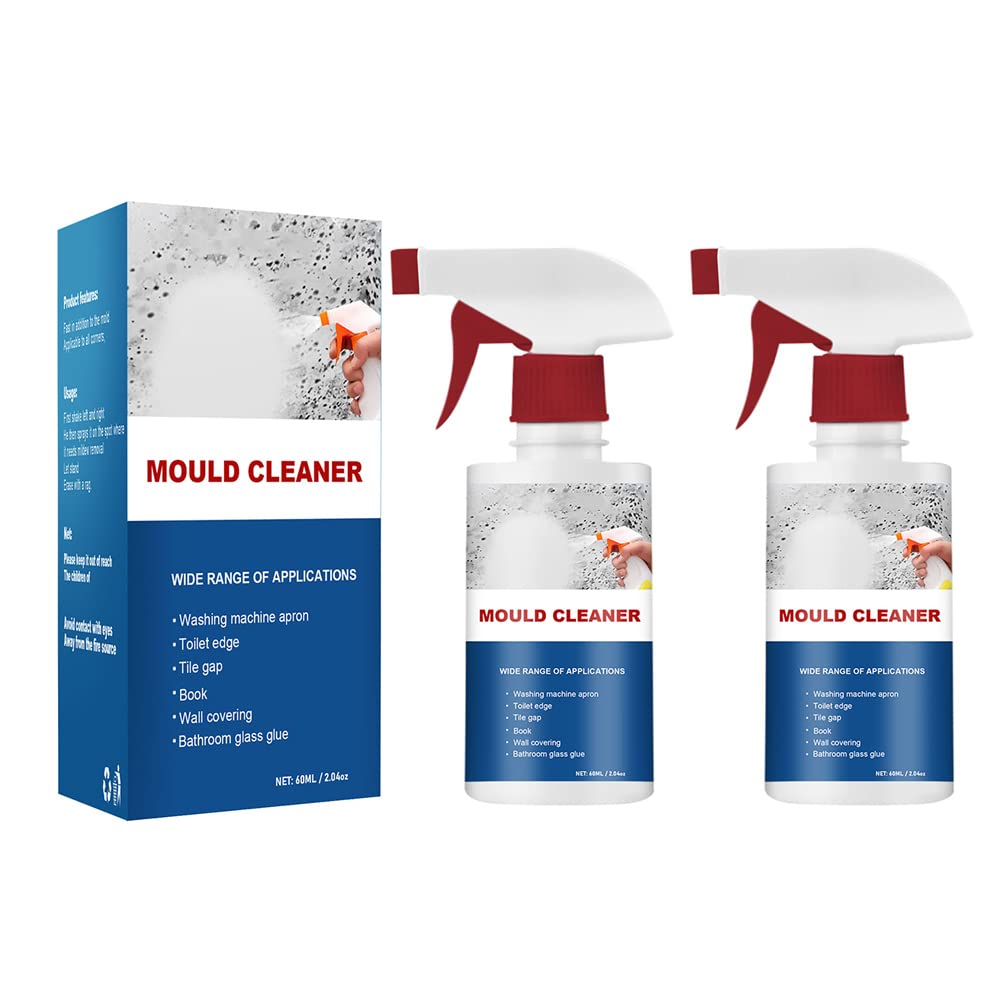 Mildew Cleaner Foam Spray - Powerful Mold & Mildew Remover for Bathroom, Kitchen & Shower - Stain & Odor Eliminator (2-Pack) - Ideal for Tiles, Grout & Surfaces