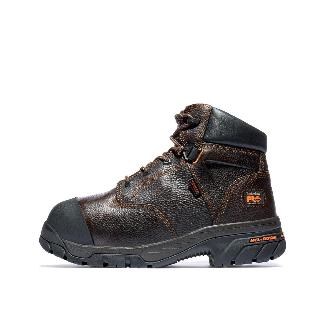 Helix 6 Inch Composite Toe Work Boots with Met Guard - Brown Safety Shoes for Men, Slip Resistant & Electrical Hazard Protection - Ideal for Construction, Warehouse & Industrial Work
