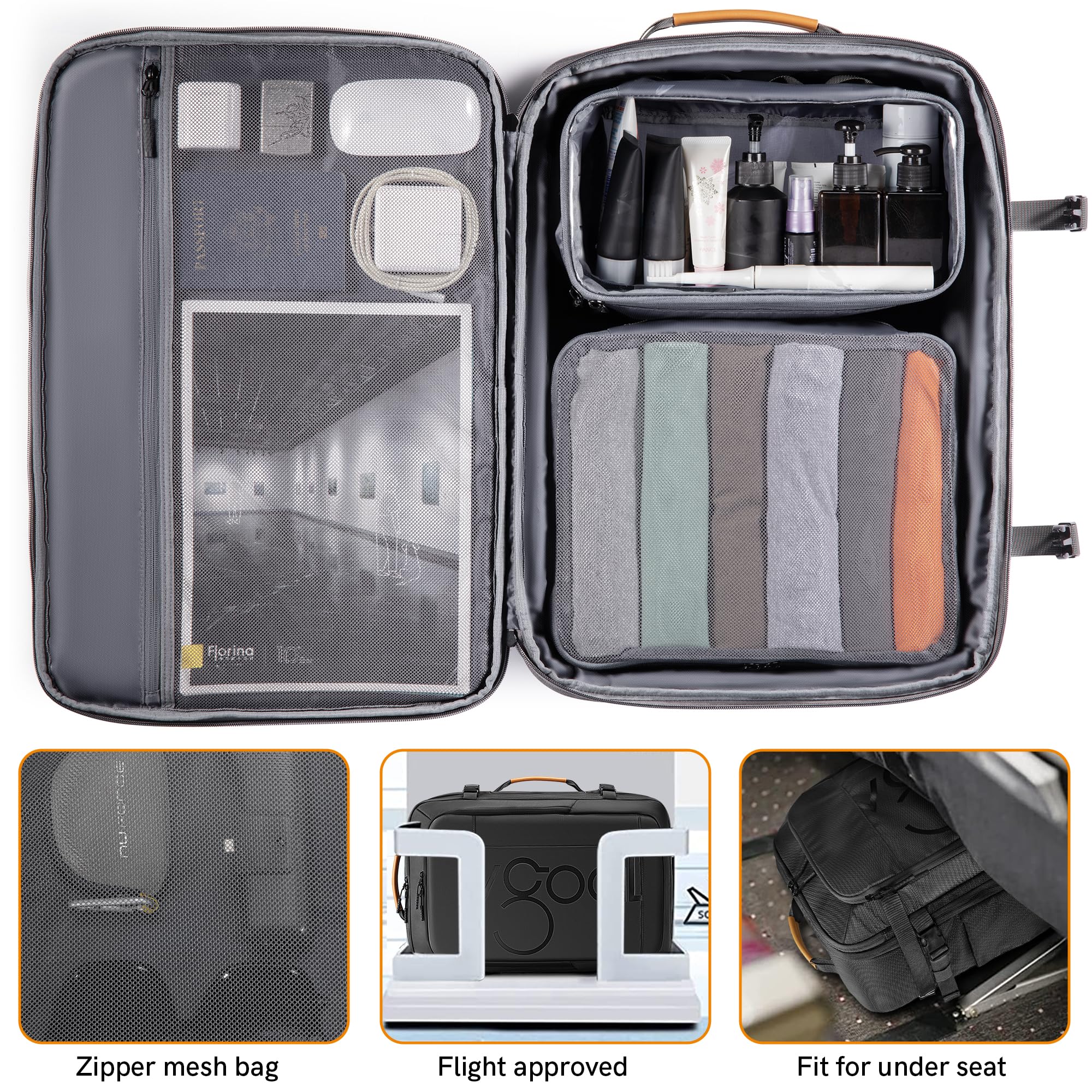 VGOAL 40L Expandable Carry On Backpack - TSA Approved Flight Travel Backpack with 4 Packing Cubes | Perfect for Business Trips, Weekend Getaways & Airplane Travel