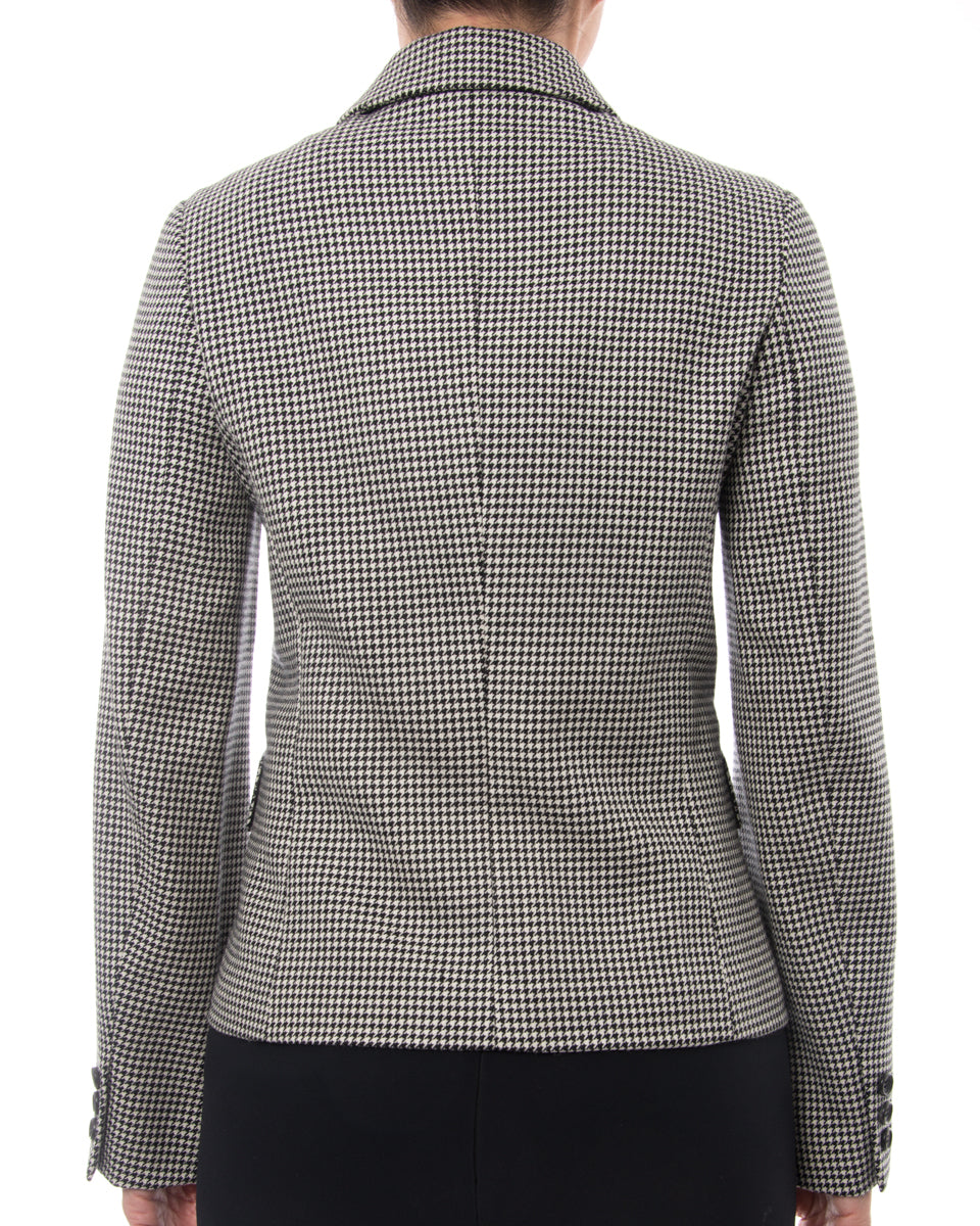 Comme Des Garcons Houndstooth Pattern Wool Blend Jacket for Women - Stylish Fall & Winter Outerwear for Office, Dating and Casual Wear