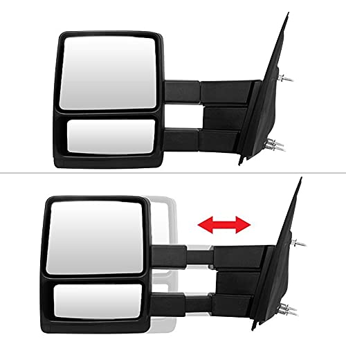 Xtune Telescoping Mirrors (MIR-FF15004-MA-SET) - Adjustable Car Side Mirror Extenders for Trucks & SUVs - Enhance Visibility & Safety While Driving, Parking & Towing