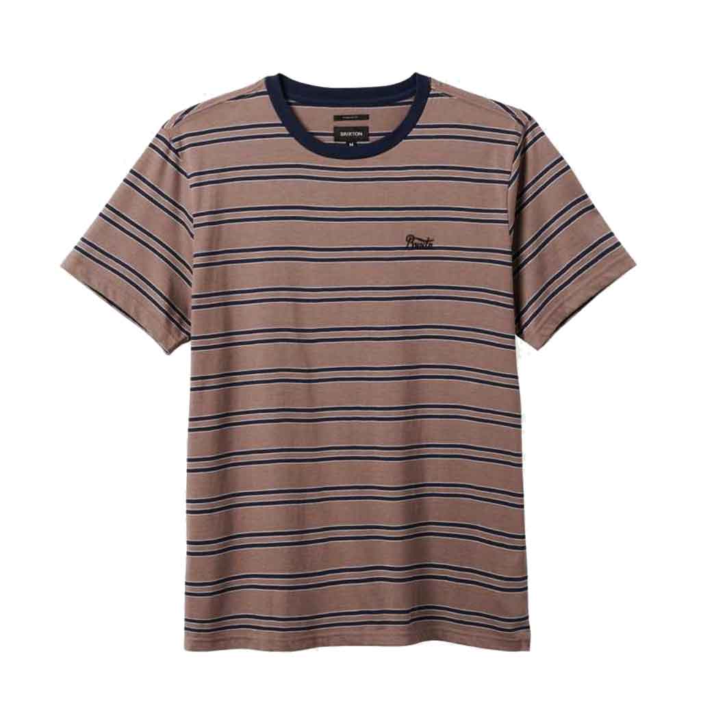 Brixton Hilt Stith Short Sleeve Knit T-Shirt - Cinder Grey & Washed Navy | Casual Wear for Men, Street Style, Summer Outfits