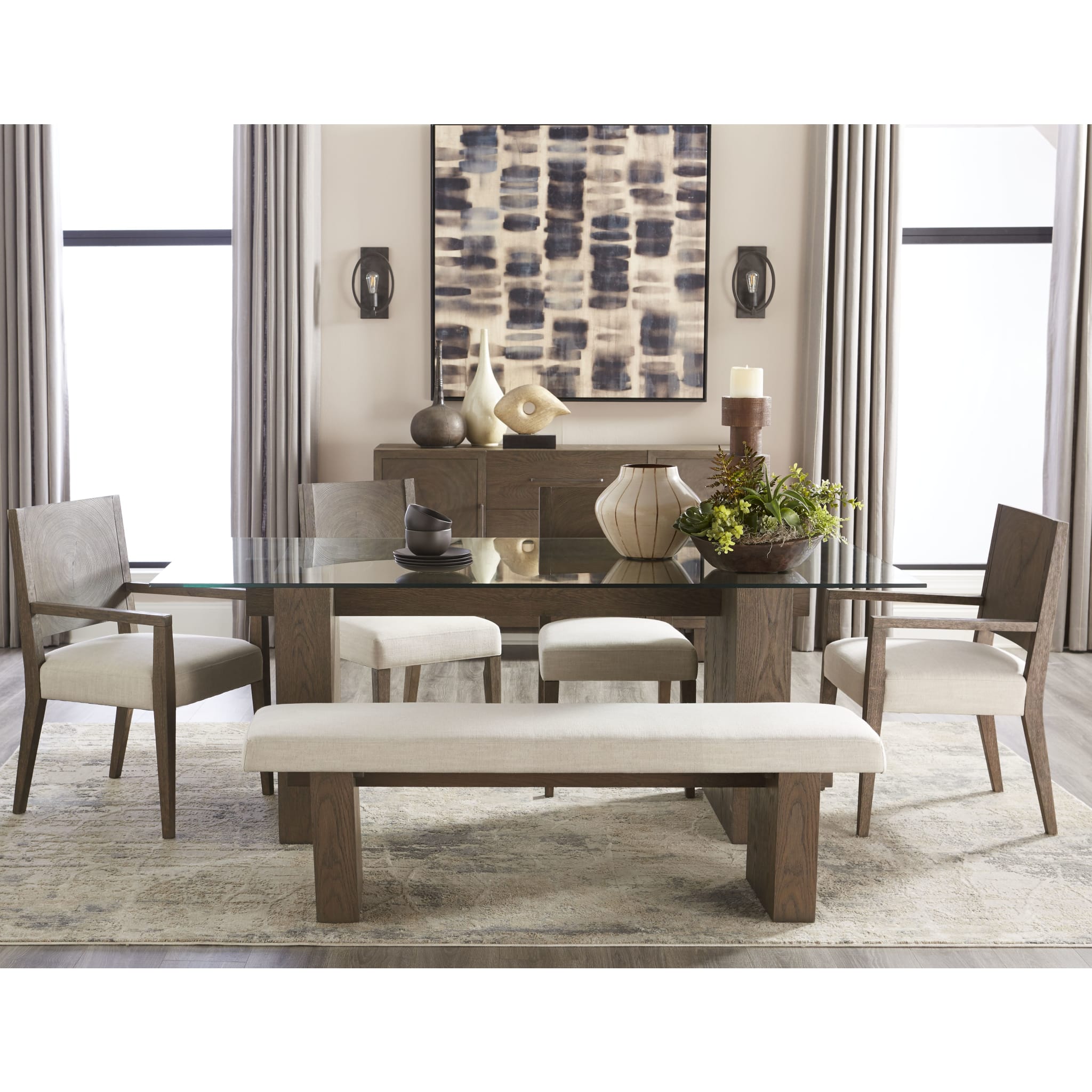 Oakland Wood Arm Chair in Brunette - Solid Wood Dining Chair with Upholstered Seat - Perfect for Dining Room, Kitchen, or Home Office
