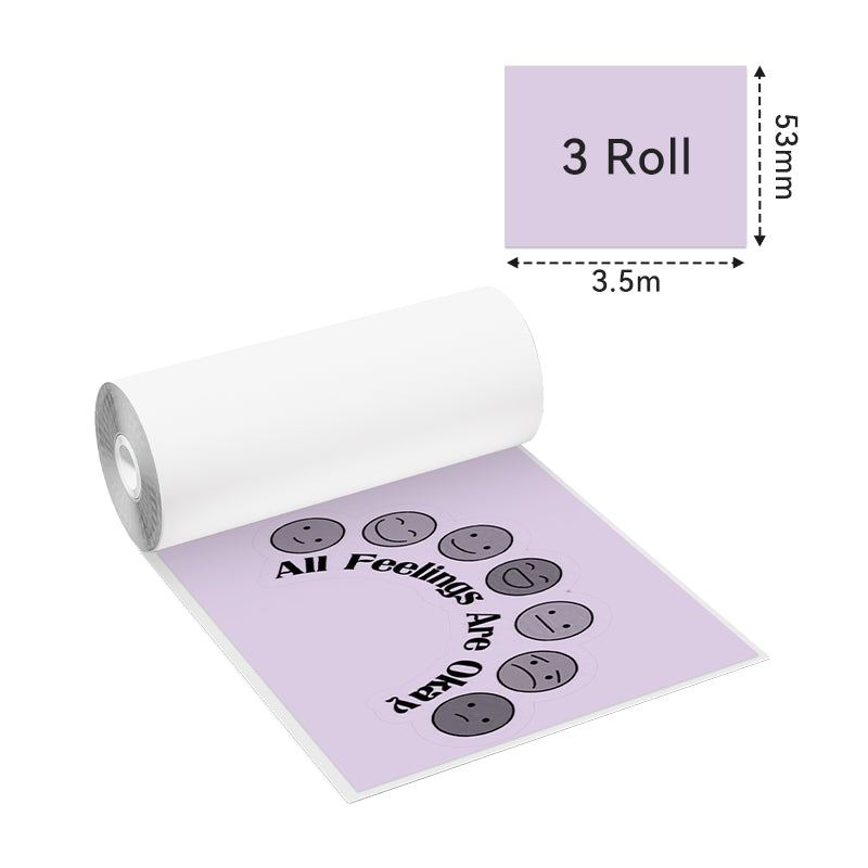 Phomemo 53mm Thermal Sticker Paper - 20 Year Lasting, Green/Orange/Purple - Compatible with M02/M02S/M02Pro/M03/M04S/M04AS/M832/P2S3 Label Printers - Perfect for Shipping Labels, Barcodes & Retail Tags