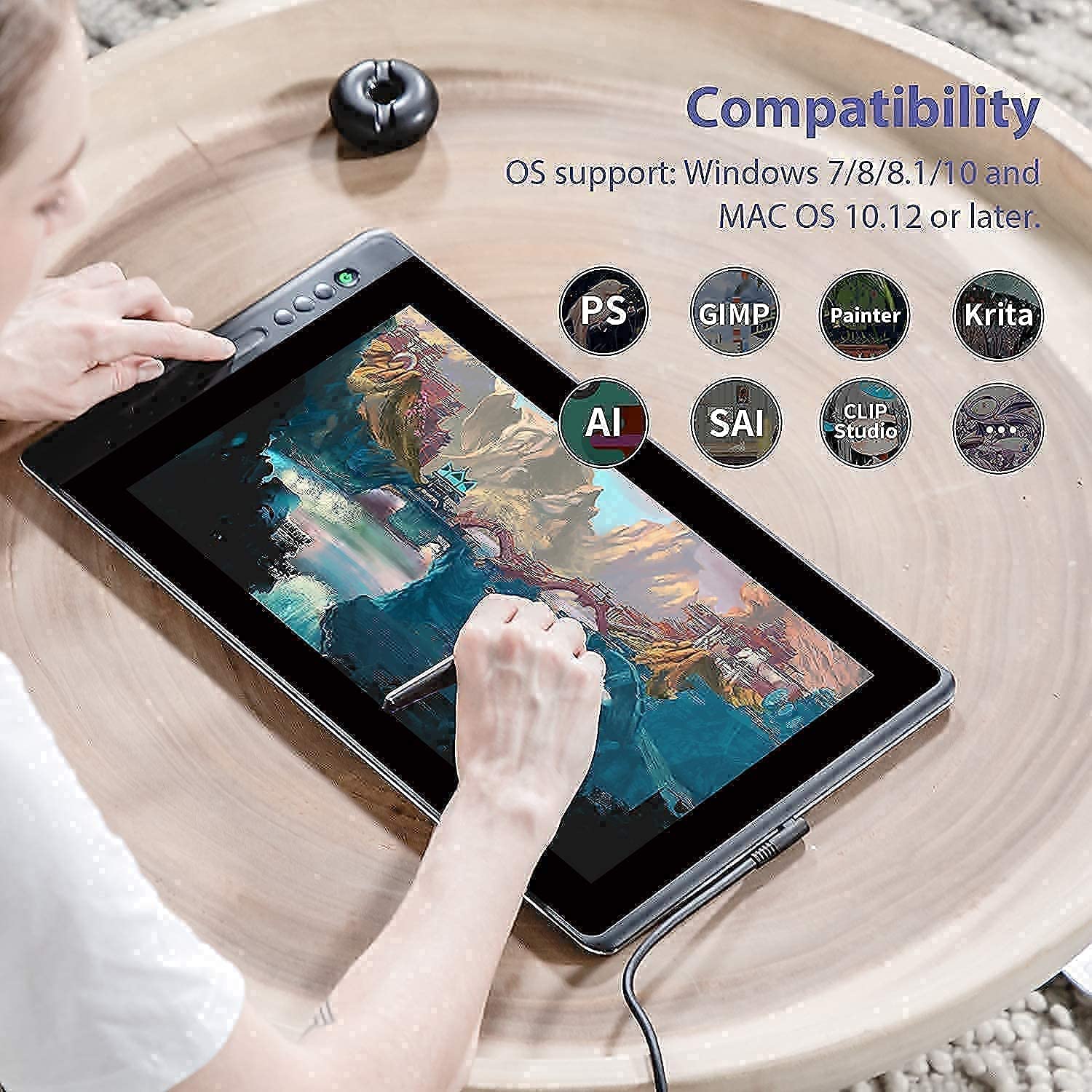 HUION KAMVAS Pro 16 Drawing Tablet with Screen - 15.6 Inch Graphic Monitor with Full Laminated Anti-Glare Glass, 6 Customizable Shortcut Keys & Adjustable Stand - Digital Art Tablet for Artists, Designers, Illustrators - Perfect for Digital Painting, Animation, Photo Editing on Windows/Mac/Linux
