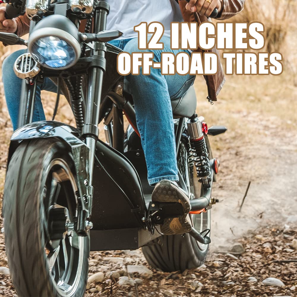 TOXOZERS 2500W Fat Tire Electric Scooter for Adults - High Speed 37mph Citycoco Chopper Scooter with Seat, Turn Signals & Mirrors - Perfect for Urban Commuting & Off-Road Adventures