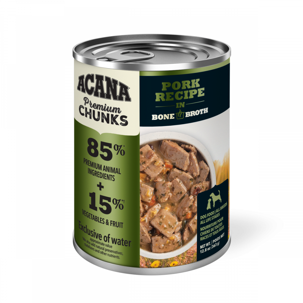 ACANA Premium Grain-Free Wet Dog Food with Pork in Bone Broth - High Protein, Natural Ingredients for Adult Dogs - Perfect for Mealtime, Training Rewards & Digestive Health