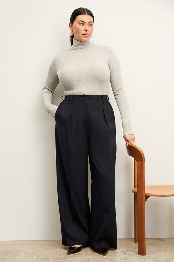 Zuri Pant Washable Wool Twill Pants for Women - Comfortable & Durable Black Trousers for Office, Travel & Casual Wear