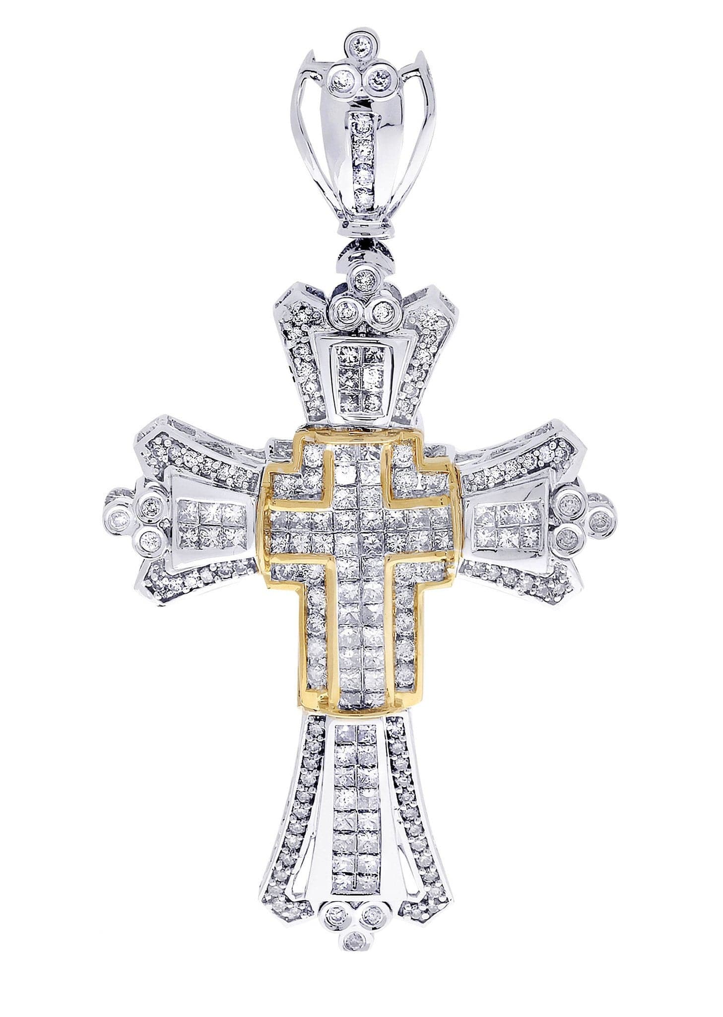 3.19 Carat Diamond Cross Pendant Necklace - 15.05 Grams Solid Gold Jewelry for Women - Perfect for Weddings, Anniversaries & Religious Gifts