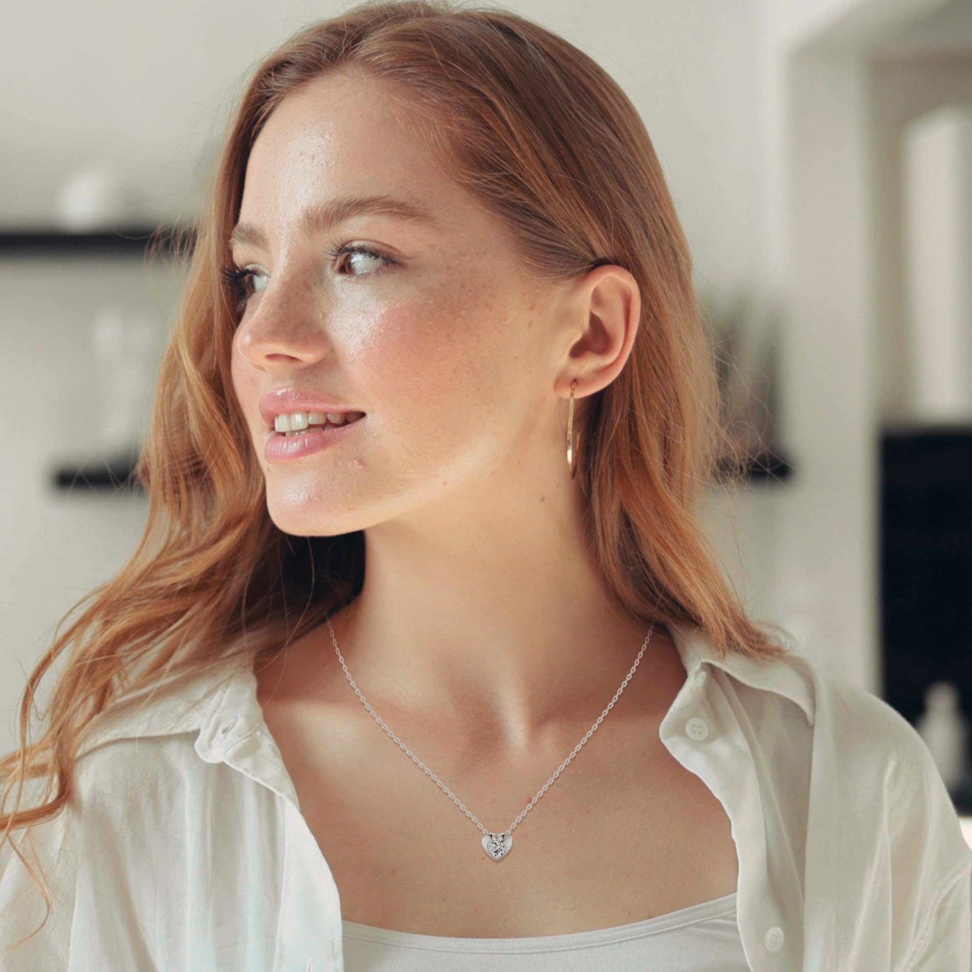 Sterling Silver Crystal Heart Necklace for Women - Thoughtful Daughter Gift from Dad & Mom, Birthday & Graduation Jewelry - Perfect for Special Occasions & Everyday Wear