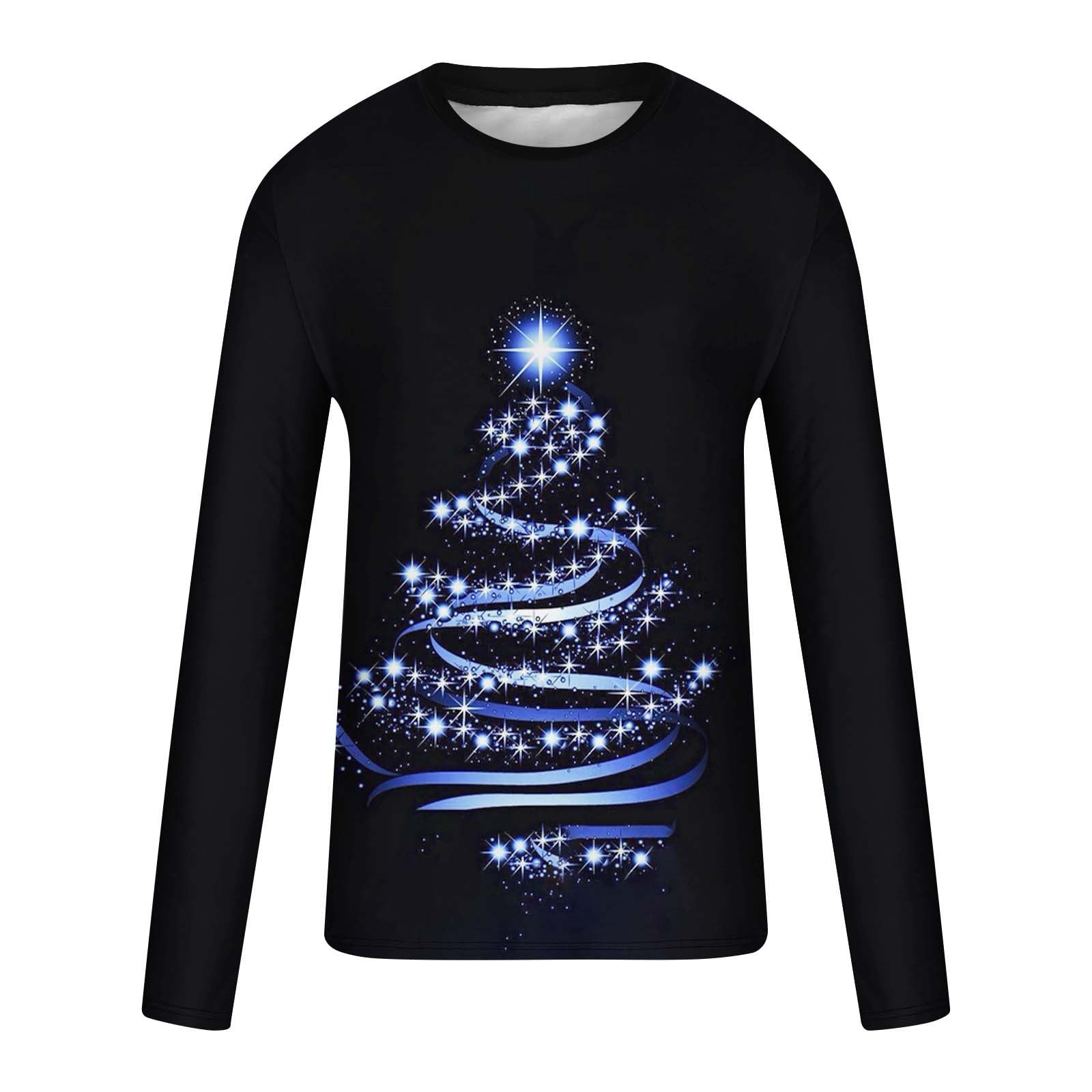 Men's Plus Size Christmas Sweater - 3D Printed Xmas Tree Pullover, Long Sleeve Crew Neck Jumper, Novelty Holiday Shirt for Casual Wear | Perfect Gift for Him, Christmas Party & Family Gatherings