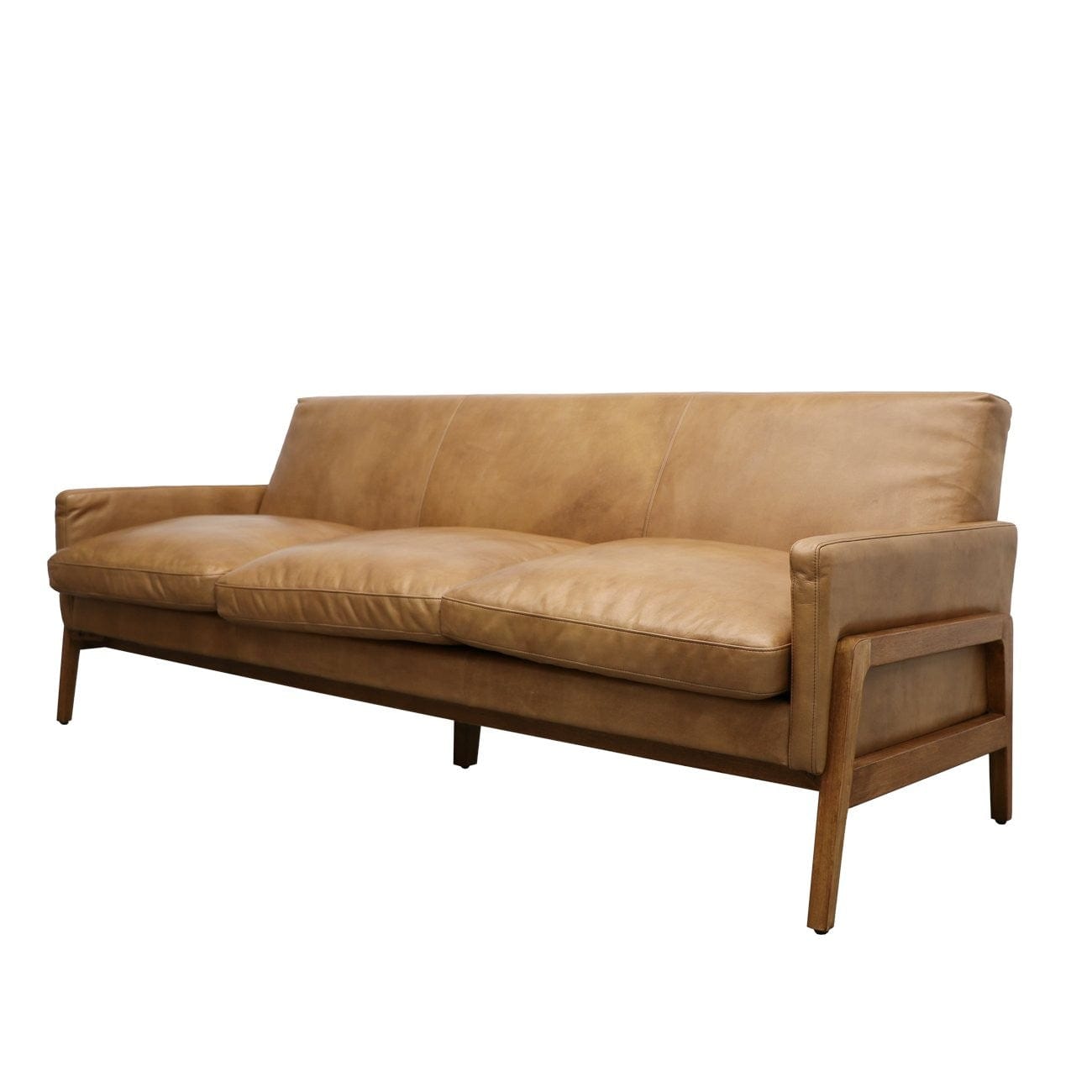 Sawyer Tan Leather 3-Seater Sofa - Premium Genuine Leather Couch for Living Room | Modern Sectional Sofa for Home, Office & Lounge (Pre-Order)