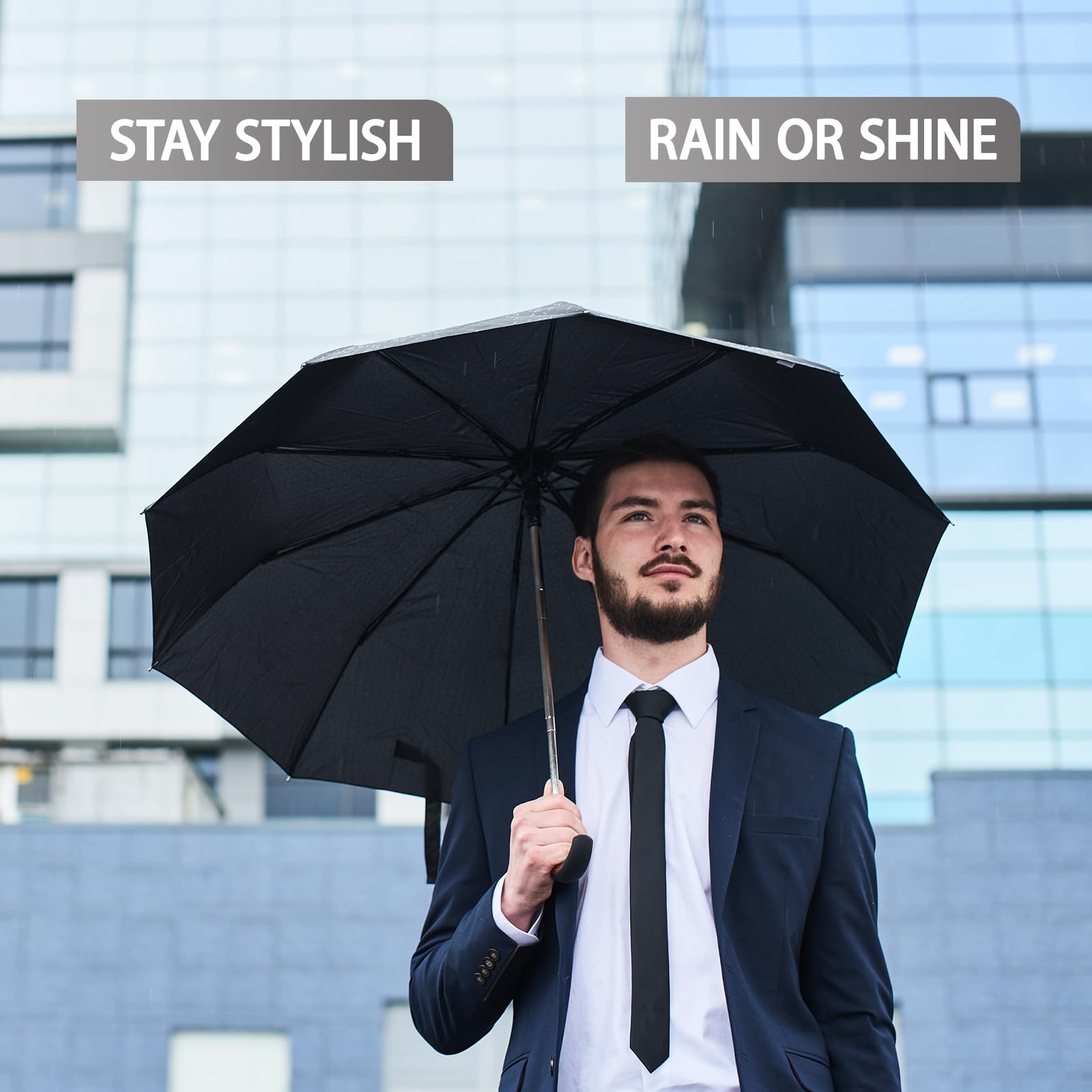 Windproof Travel Umbrella - Automatic Open & Close, Compact Folding Design, Strong Wind-Resistant for Rainy Days - Perfect for Commuting, Outdoor Activities and Travel Accessories