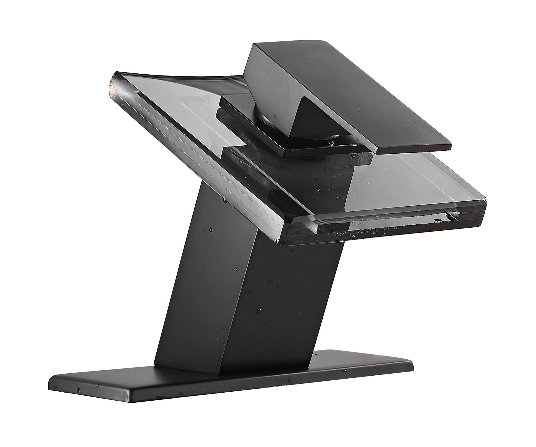 Black Waterfall Bathroom Faucet - Single Handle Deck Mount Sink Tap for Vanity & Commercial Use
