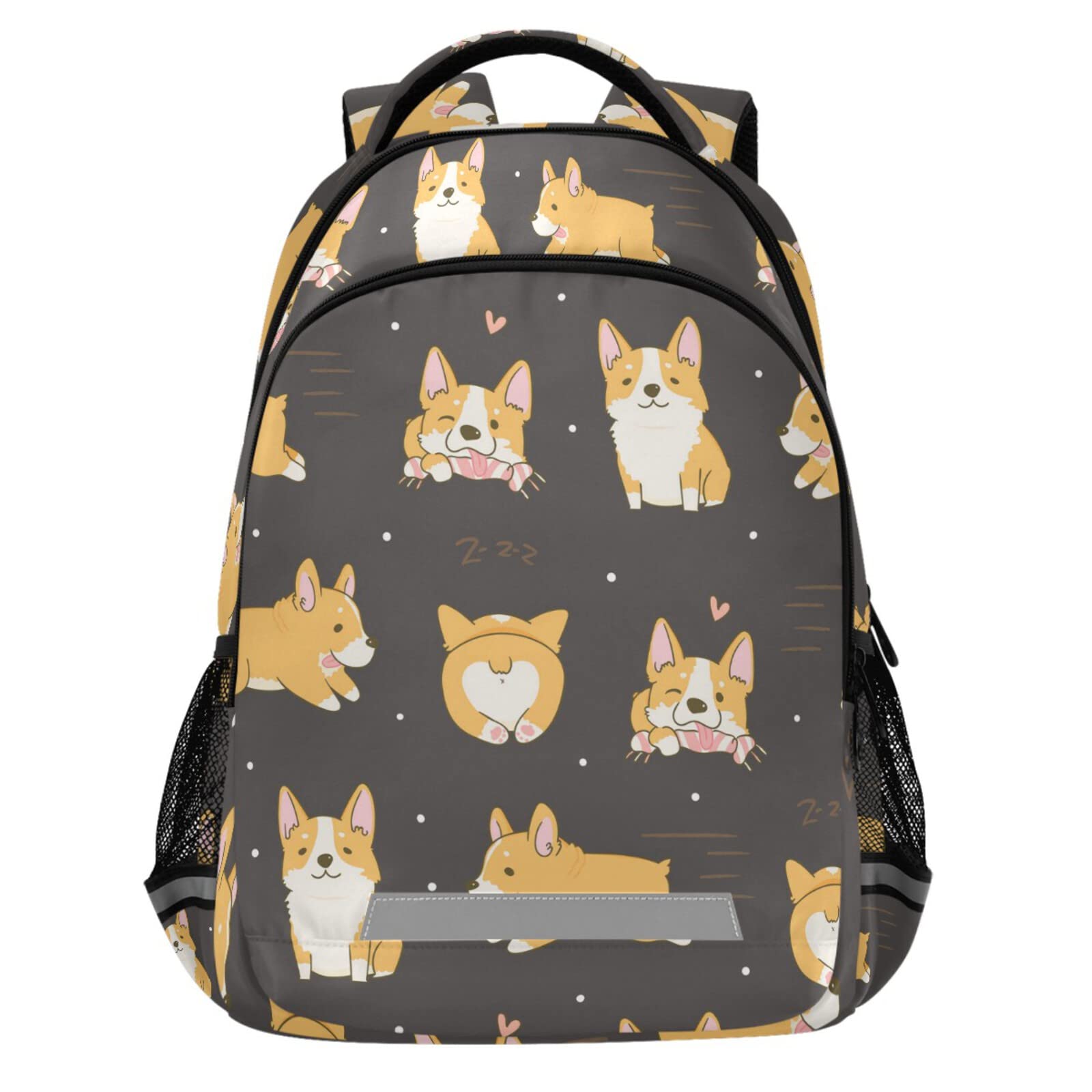 Corgi Cute Dog Themed School Backpack for Boys & Girls - Lightweight Travel Bag with Wide Comfortable Shoulder Straps & Reflective Strip - Perfect for College, Casual Daypack, Hiking & Outdoor Activities