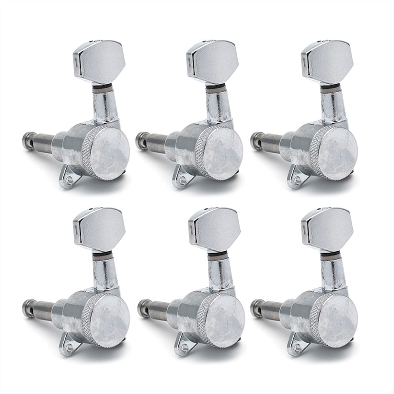 Chrome Inline Locked String Guitar Tuning Pegs - 6L Keys Tuners for Strat Style Electric Guitar - High Precision Machine Heads with Smooth Knobs - Perfect for Stage Performances & Studio Recording