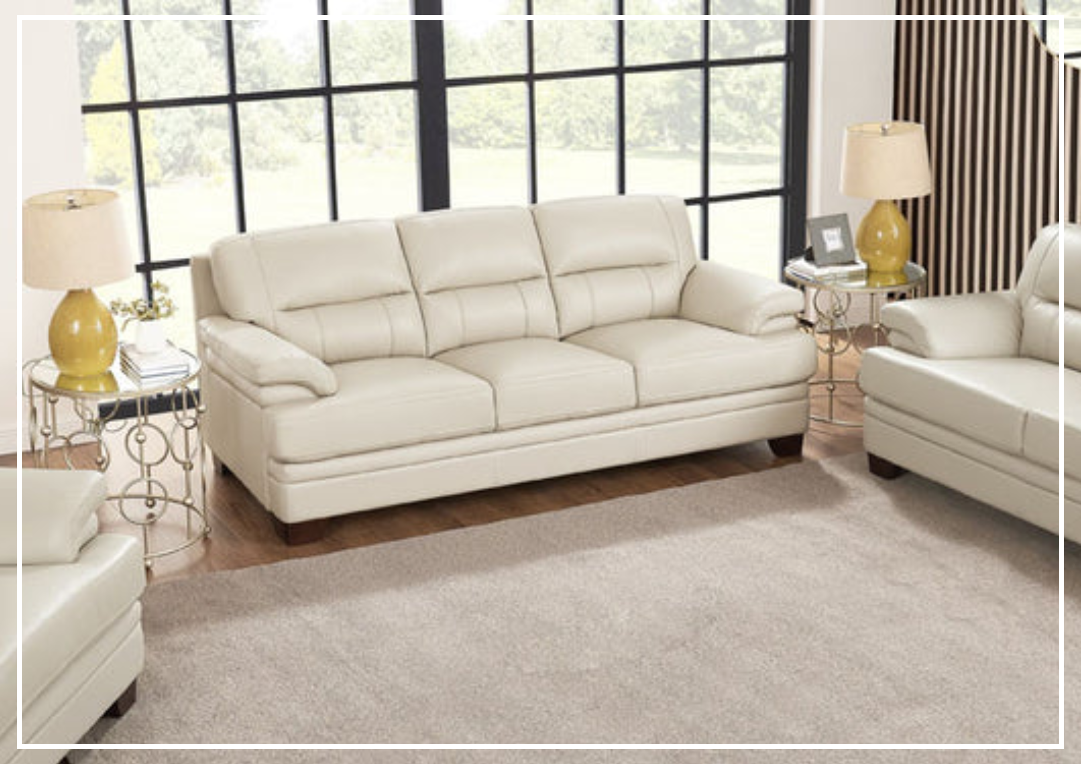 Hydeline Luxor Premium Leather 3-Seater Sofa with Cushion Arms - Modern Living Room Furniture for Home, Office & Lounge Comfort