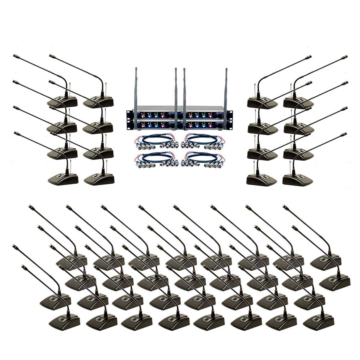 Expandable 48-Mic Plug & Play Wireless/Wired Conference System - Digital Conference Solution for Meetings, Seminars & Events