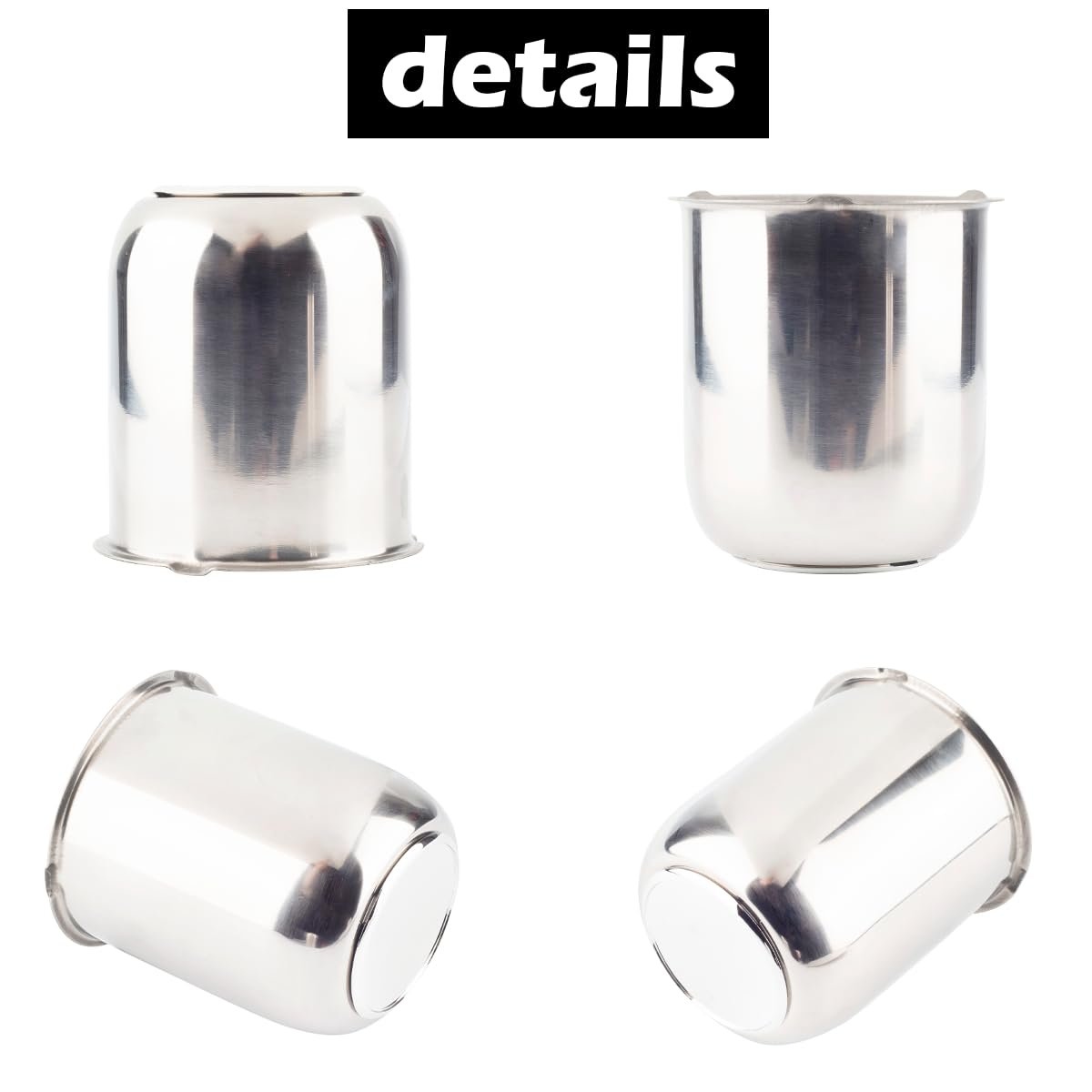 4Pcs 3.19 Inch Stainless Steel Trailer Wheel Center Caps - Push Through 3.19