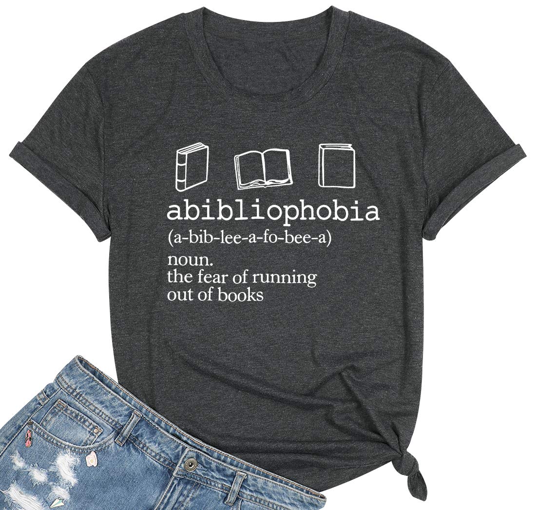 Abibliophobia Definition T-Shirt for Women - Funny Book Lover Tee - Teacher Apparel & Casual Reading Shirts - Perfect for Book Clubs, Library Visits & Literary Events