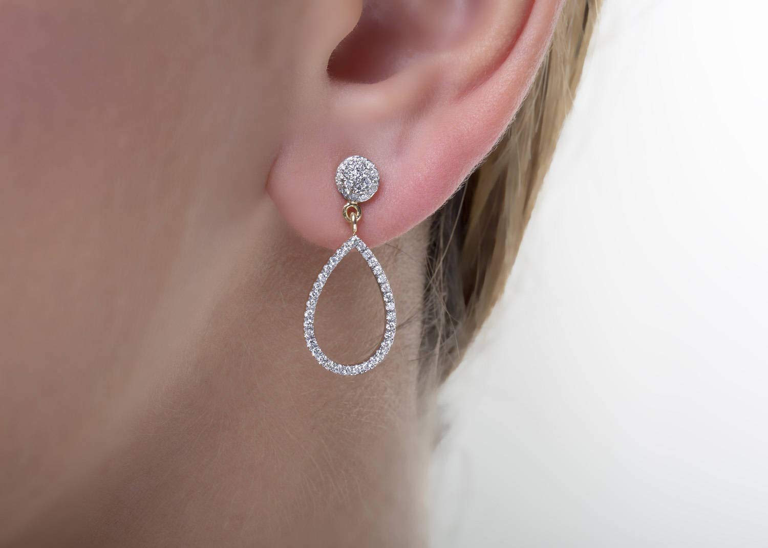 Elegant Jewelry Box - Women's Unique Diamond Dangle Earrings in Solid 9K, 14K & 18K Gold - Black Diamond Drop Earrings for Weddings, Parties & Special Occasions | Perfect Gift for Her