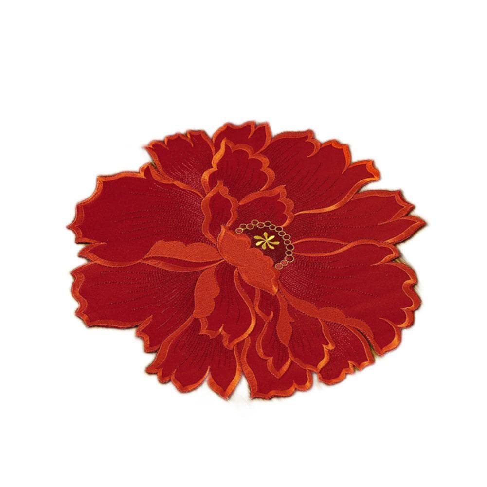 AOLIAO Round Embroidered Floral Placemats Set - Elegant Dining Table Mats for Holiday, Wedding & Party Decor - Perfect for Christmas Dinner, Bridal Shower & Home Decor