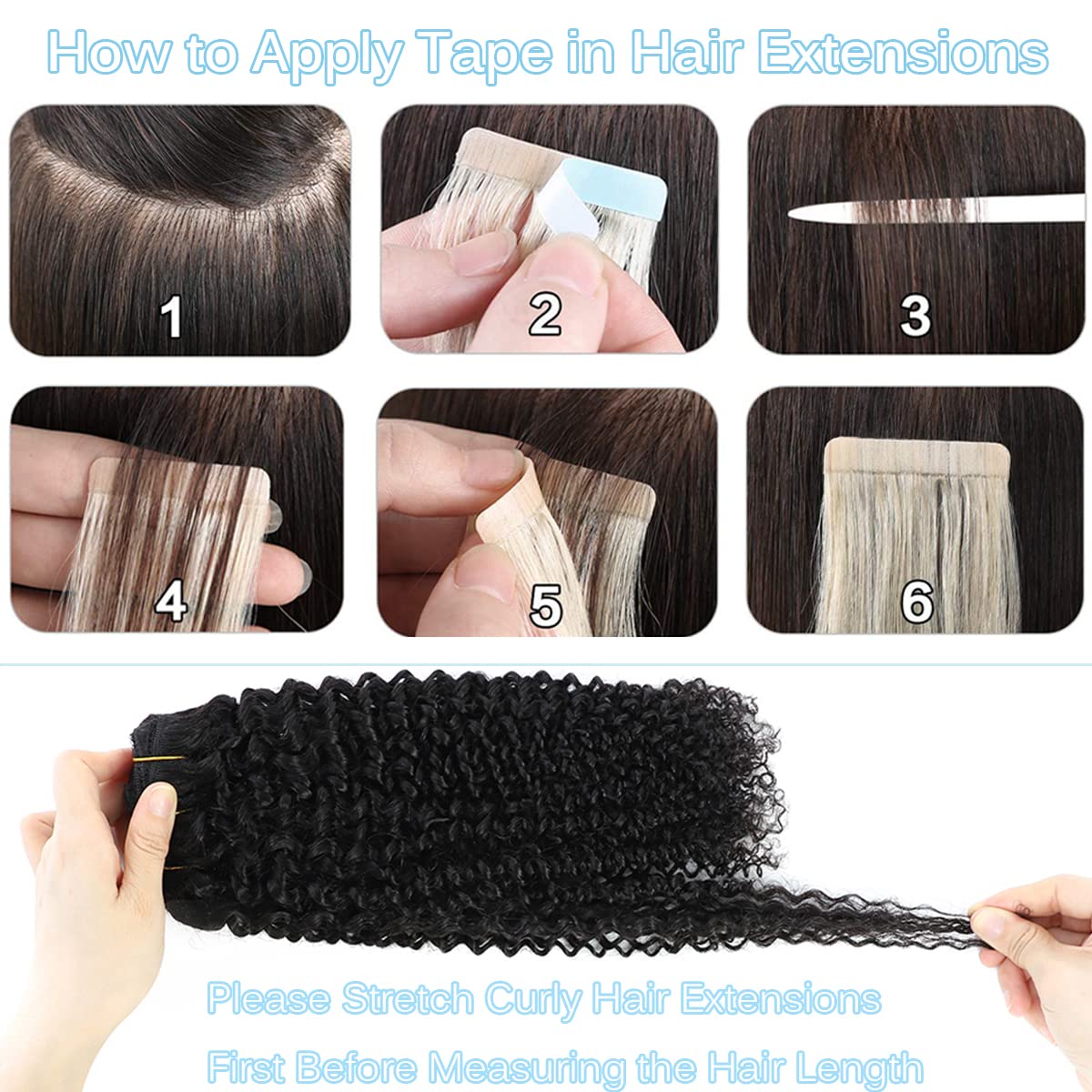 Premium 40-Piece Kinky Curly Tape-In Hair Extensions for Black Women | 100% Human Hair | Seamless & Invisible Tape | Semi-Permanent Natural Hair Extensions for Daily Wear, Parties & Special Occasions