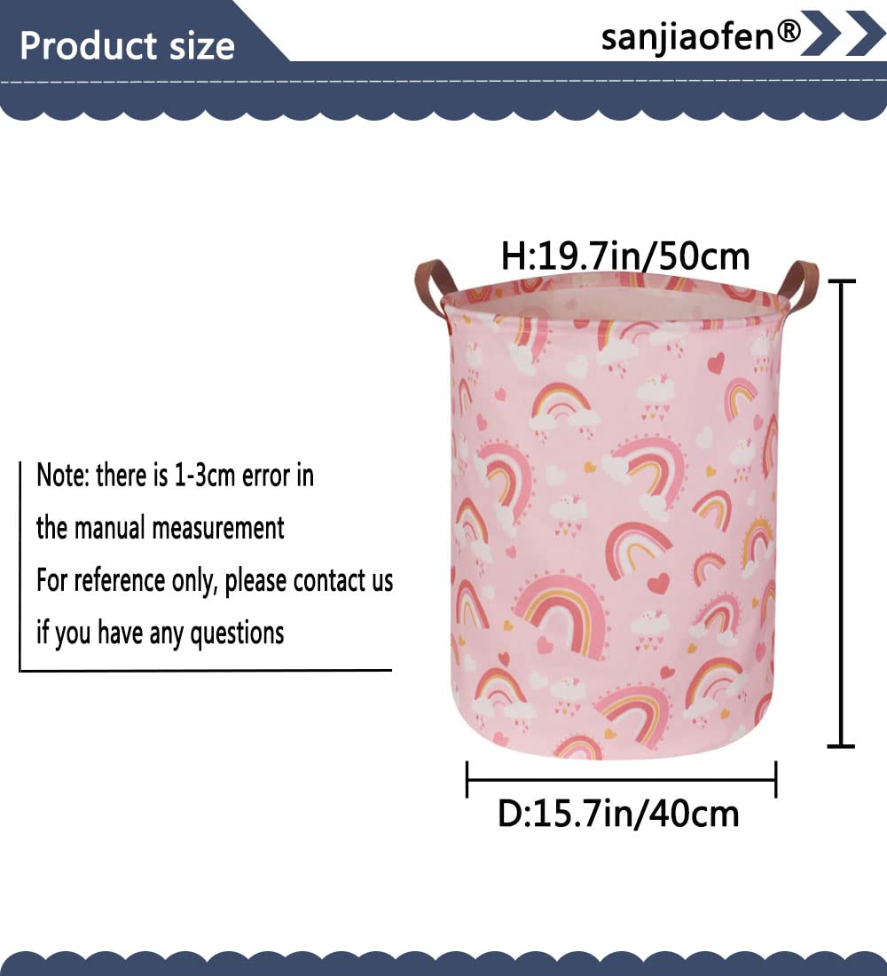 Pink Collapsible Laundry Hamper Basket - Rainbow Storage Organizer for Kids Room, Toy Storage, Girls Decor, Gift Hamper - Perfect for Bedroom, Nursery, Playroom & Dorm Organization